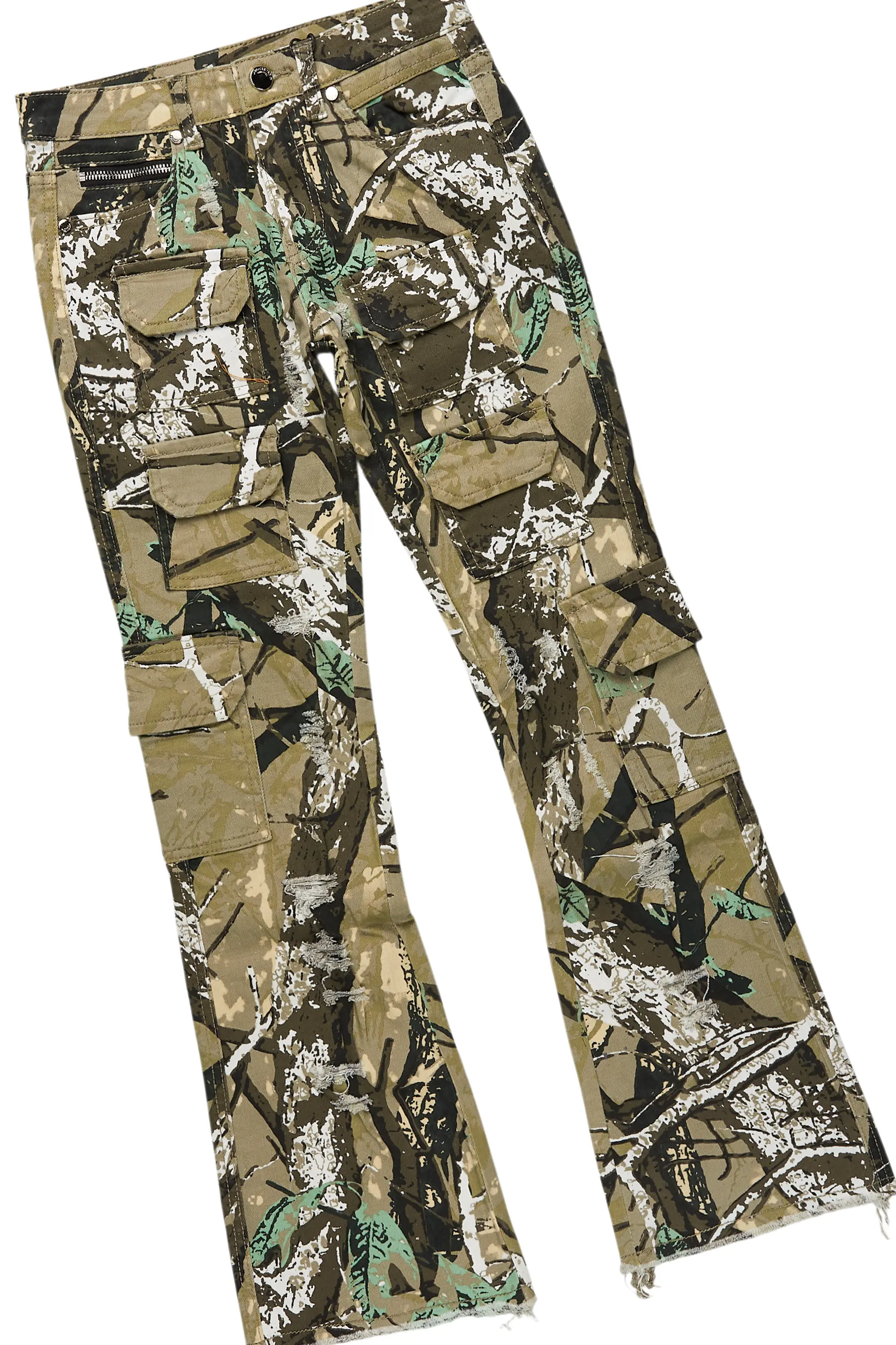 Boys Thierry White/Camo T-Shirt/Stacked Flare Jean Set - Image 3