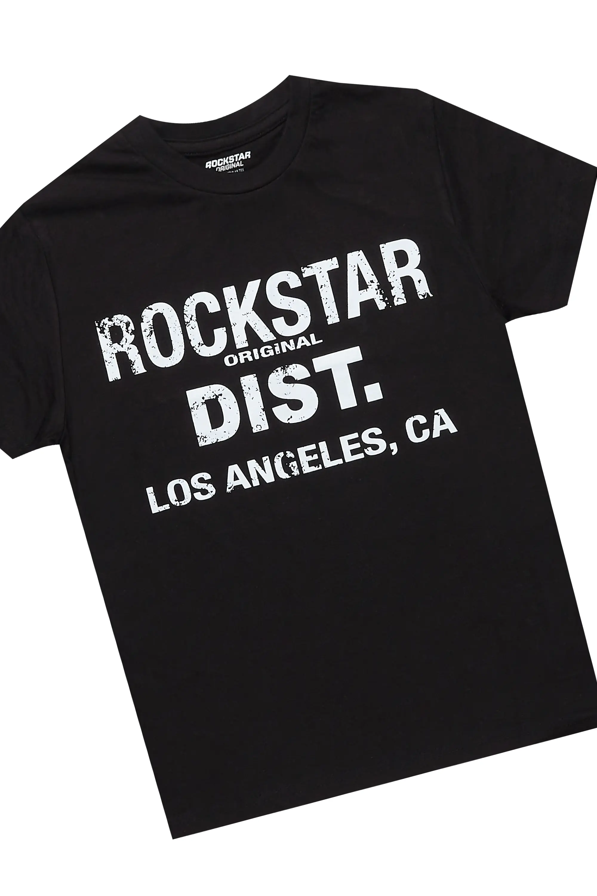 Boys Lake Black/White T-Shirt/Dag Stacked Flare Jean Set - Image 2
