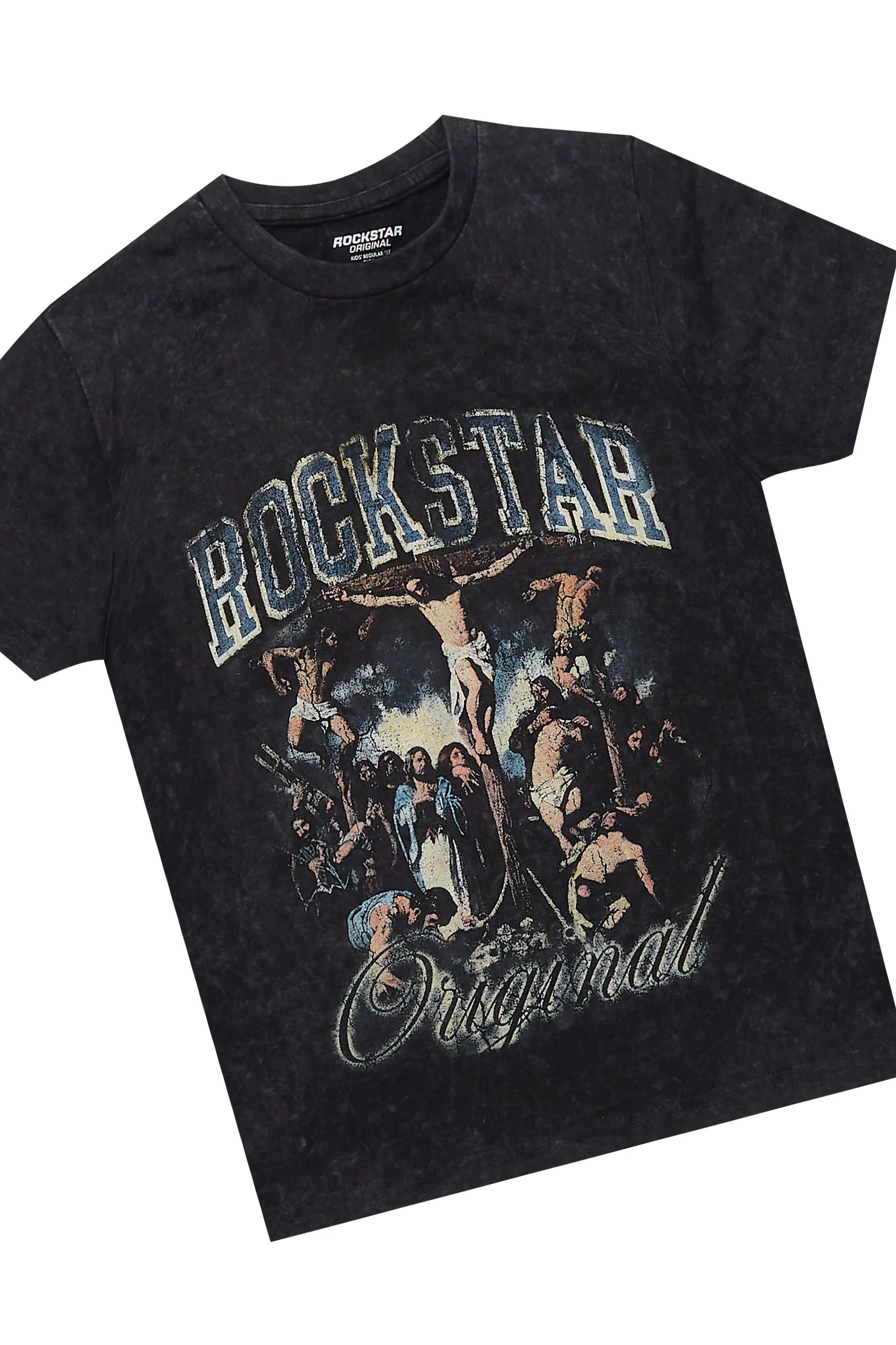 Boys Waller Black/Beige T-Shirt/Stacked Flare Jean Set - Image 2