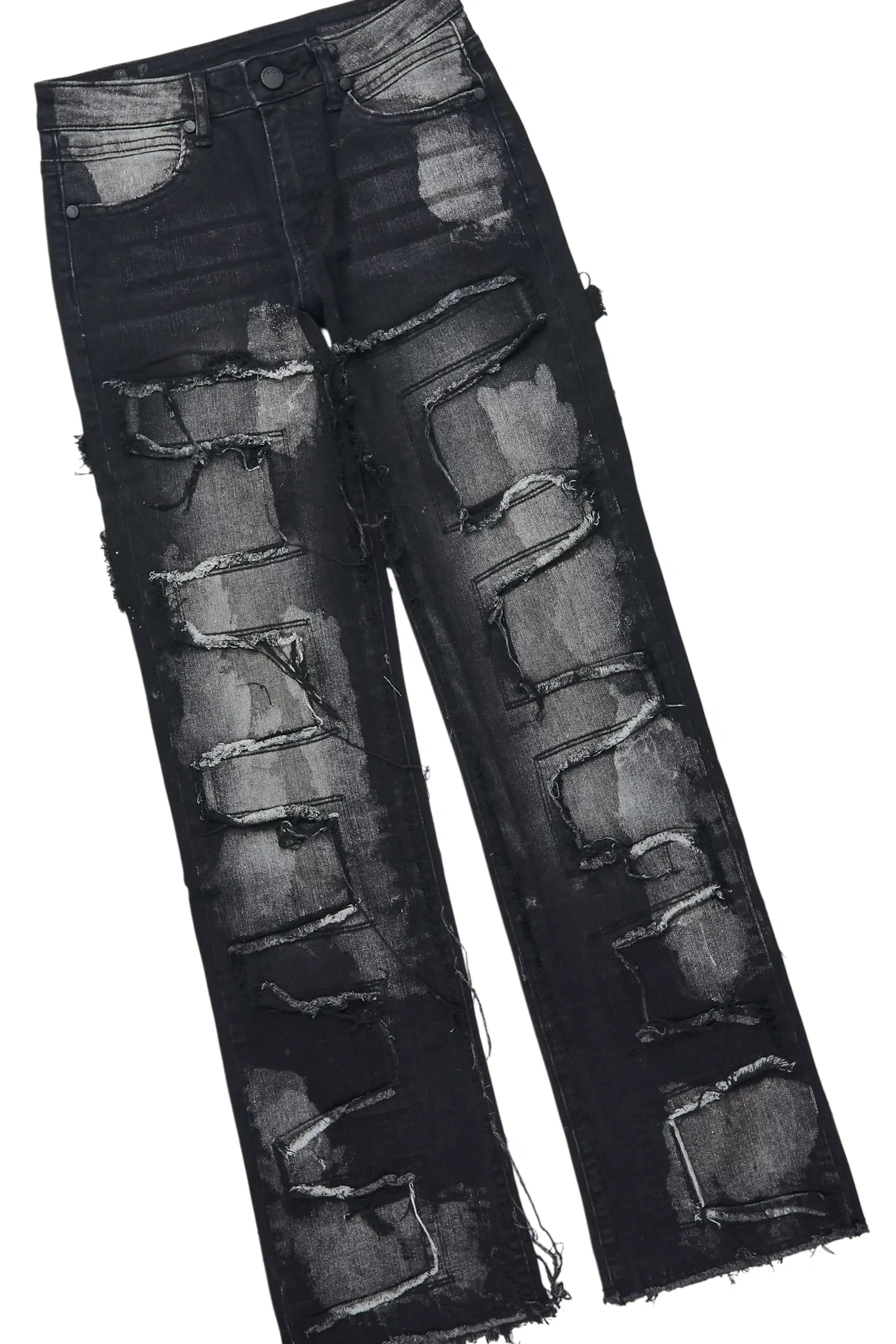 Boys Fields Black Double Layer L/S & Laban Black Bleach Stacked Jean Set - Image 3