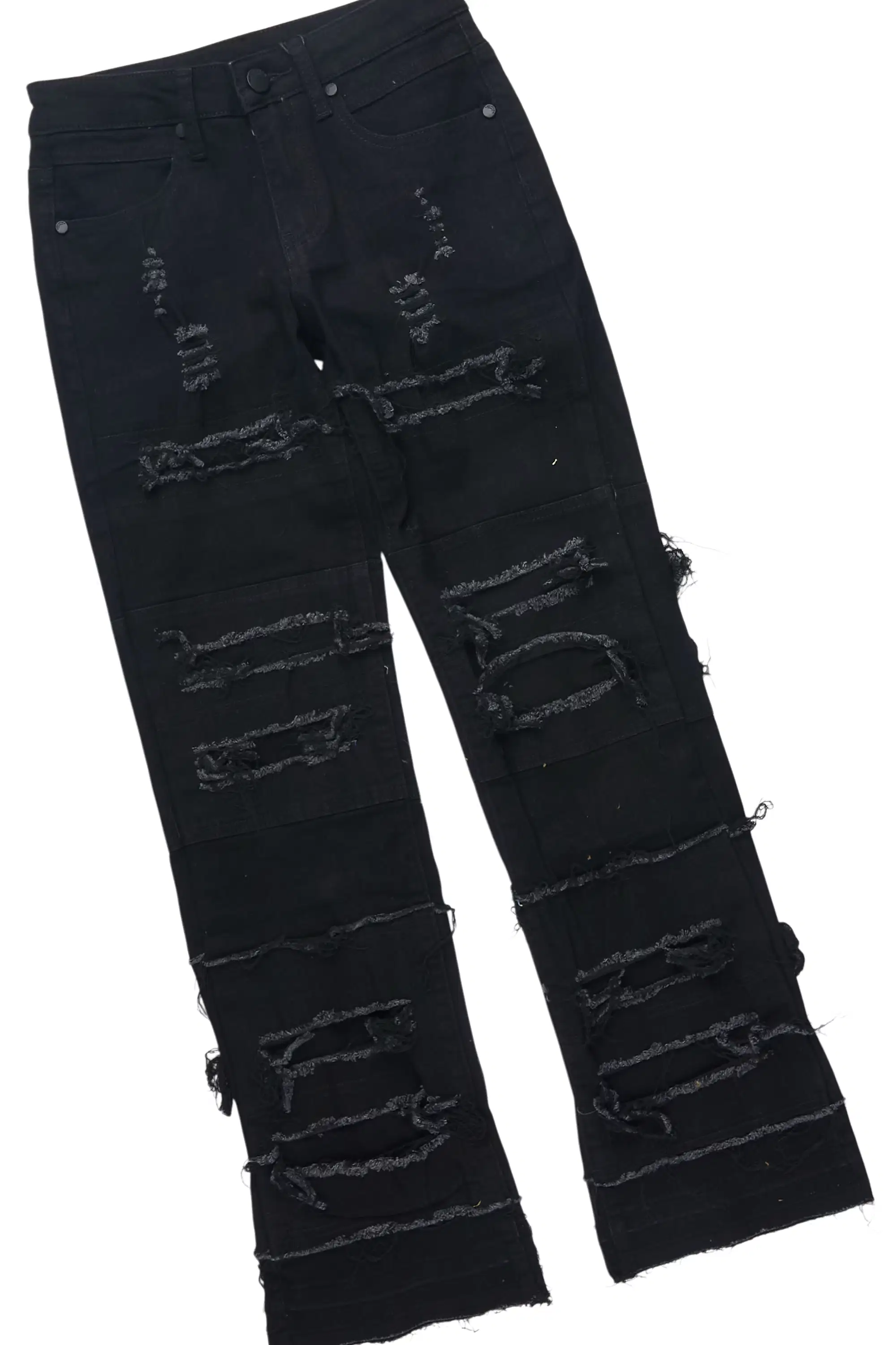 Boys Ezra Black T-Shirt & Vasco Black Stacked Jean Set - Image 3
