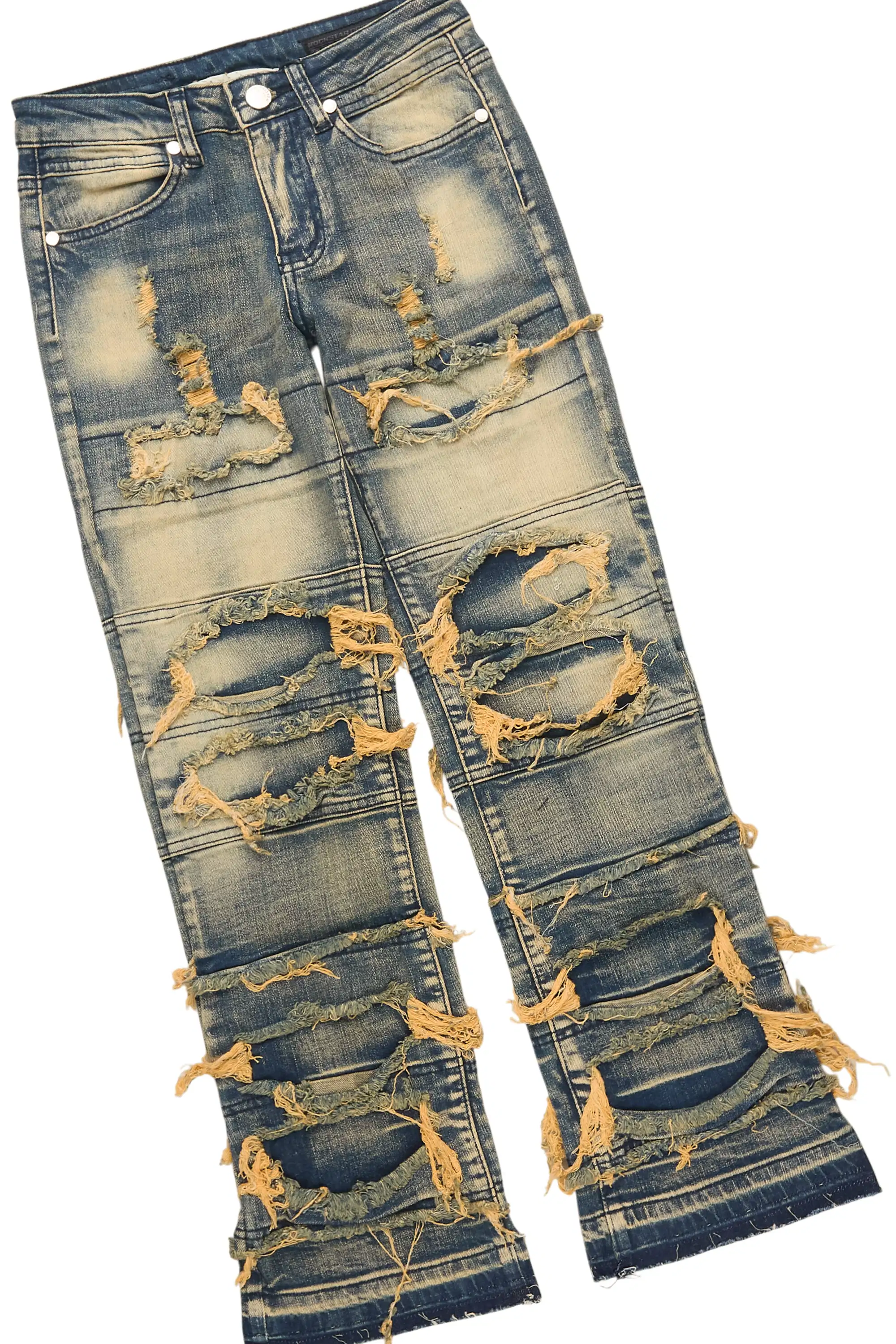 Boys Ezra White T-Shirt & Vasco Dark Tint Stacked Jean Set - Image 3