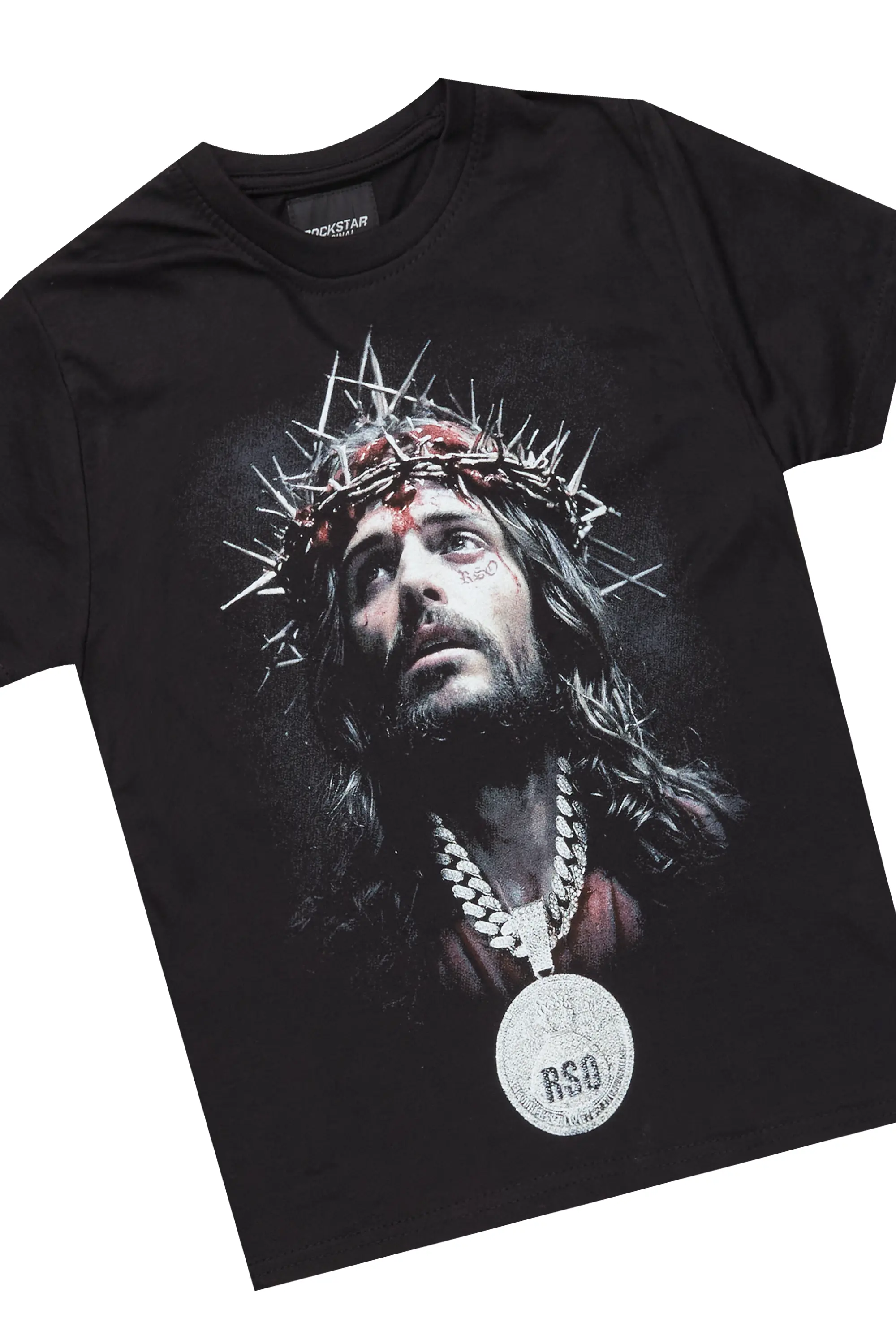 Boys Daman Black T-Shirt/Stacked Flare Jean Set - Image 2