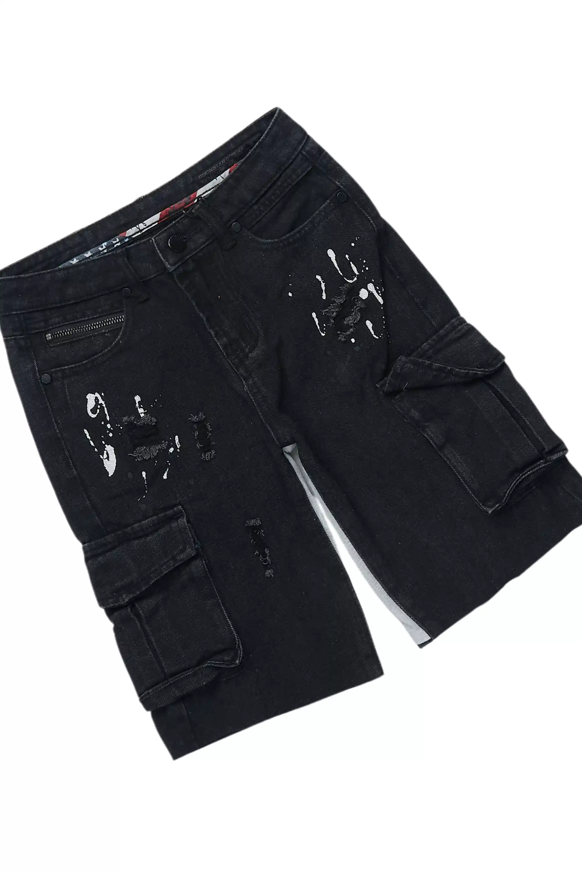 Boys Ezra Black/Red T-Shirt/Denim Short Set - Image 3