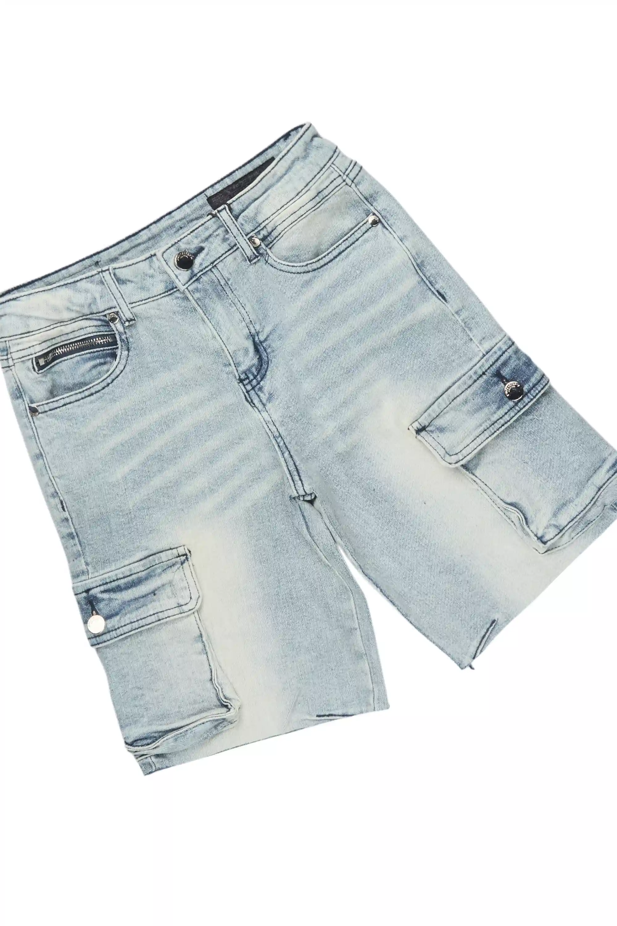 Boys Beau Black/Blue T-Shirt/Denim Short Set - Image 3