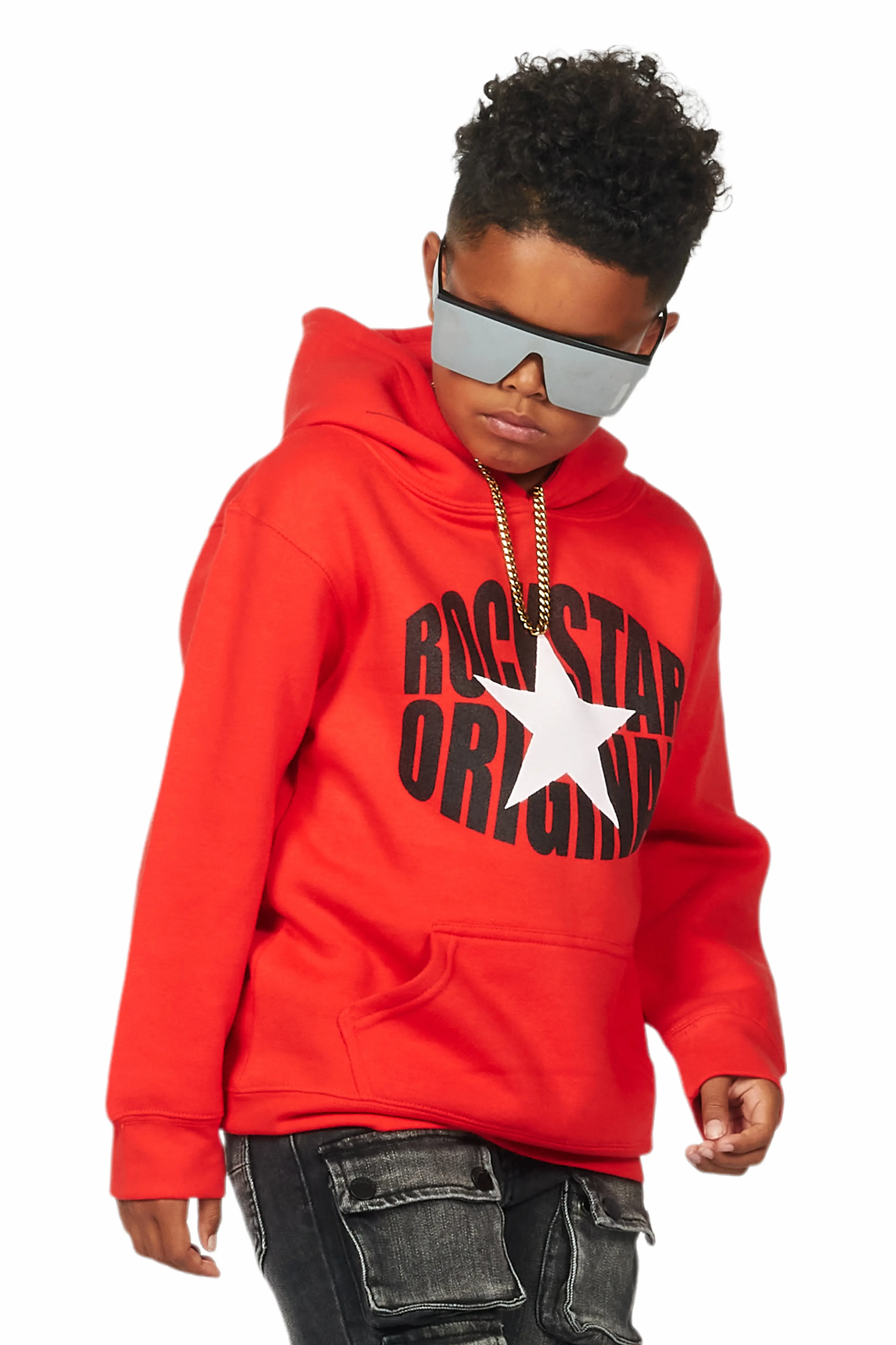 Boys Ezra Red Graphic Hoodie - Image 2