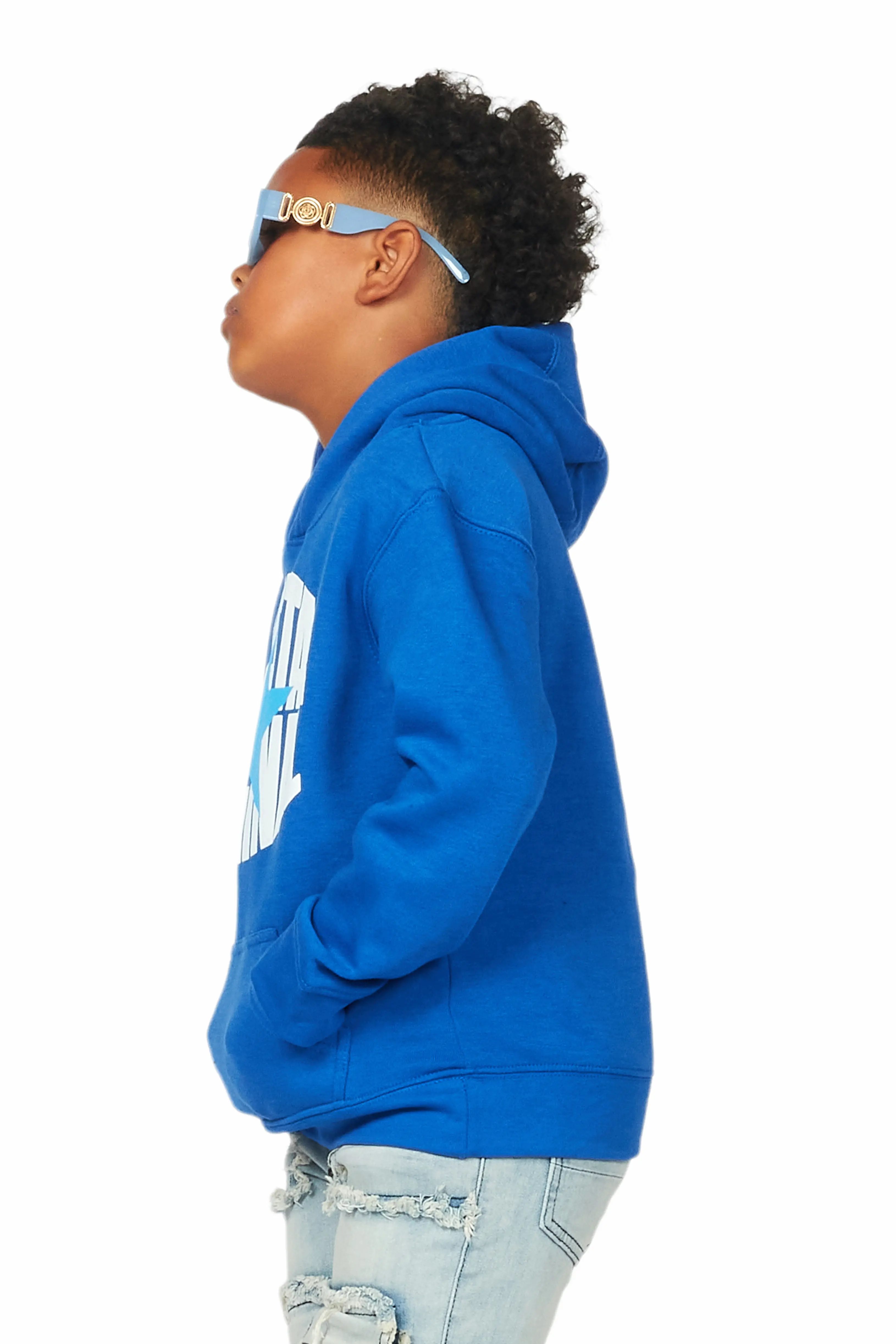 Boys Ezra Royal Graphic Hoodie - Image 5
