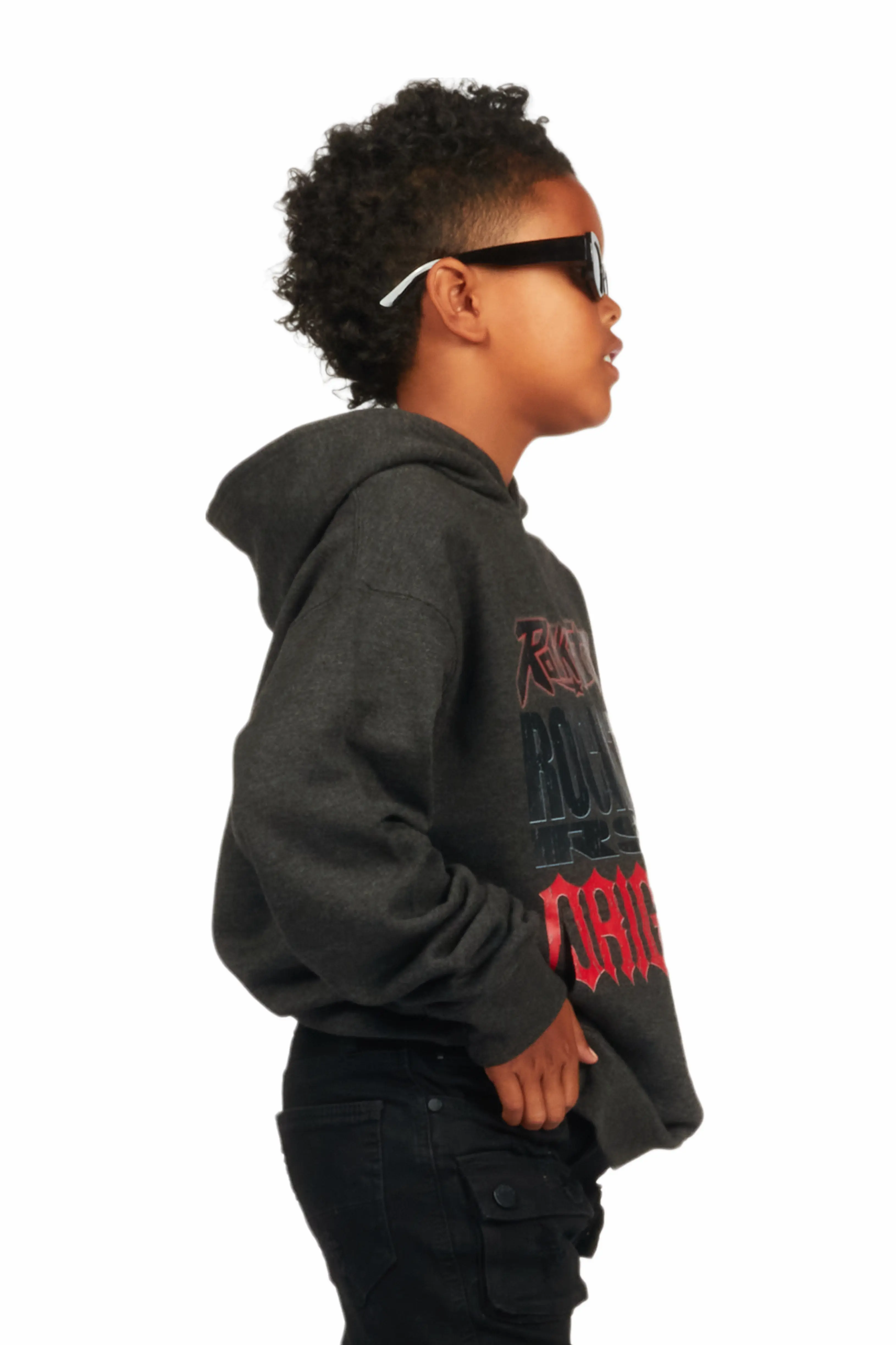 Boys Kaden Charcoal Graphic Hoodie - Image 3