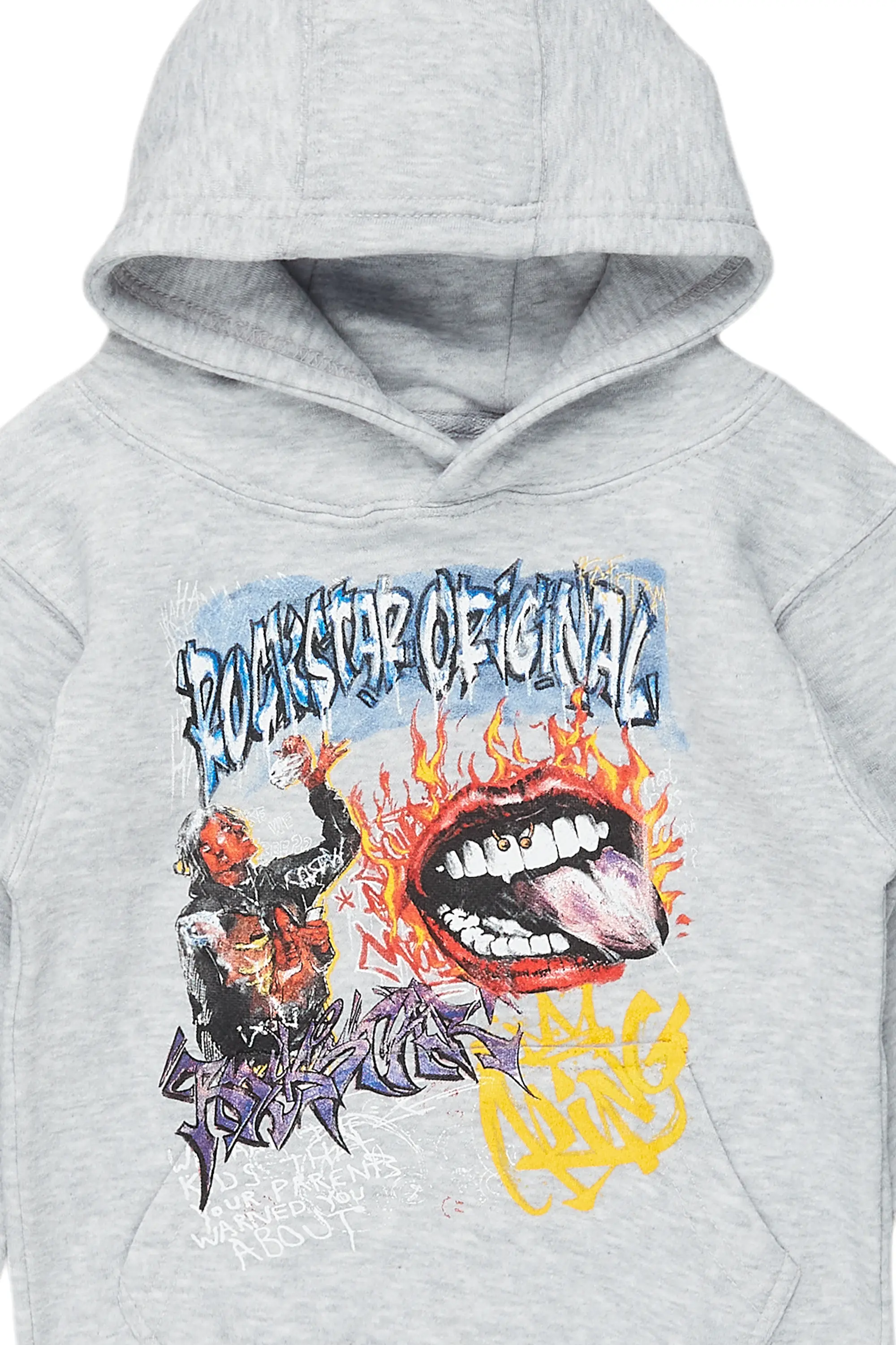 Boys Yooz Grey Graphic Hoodie - Image 2