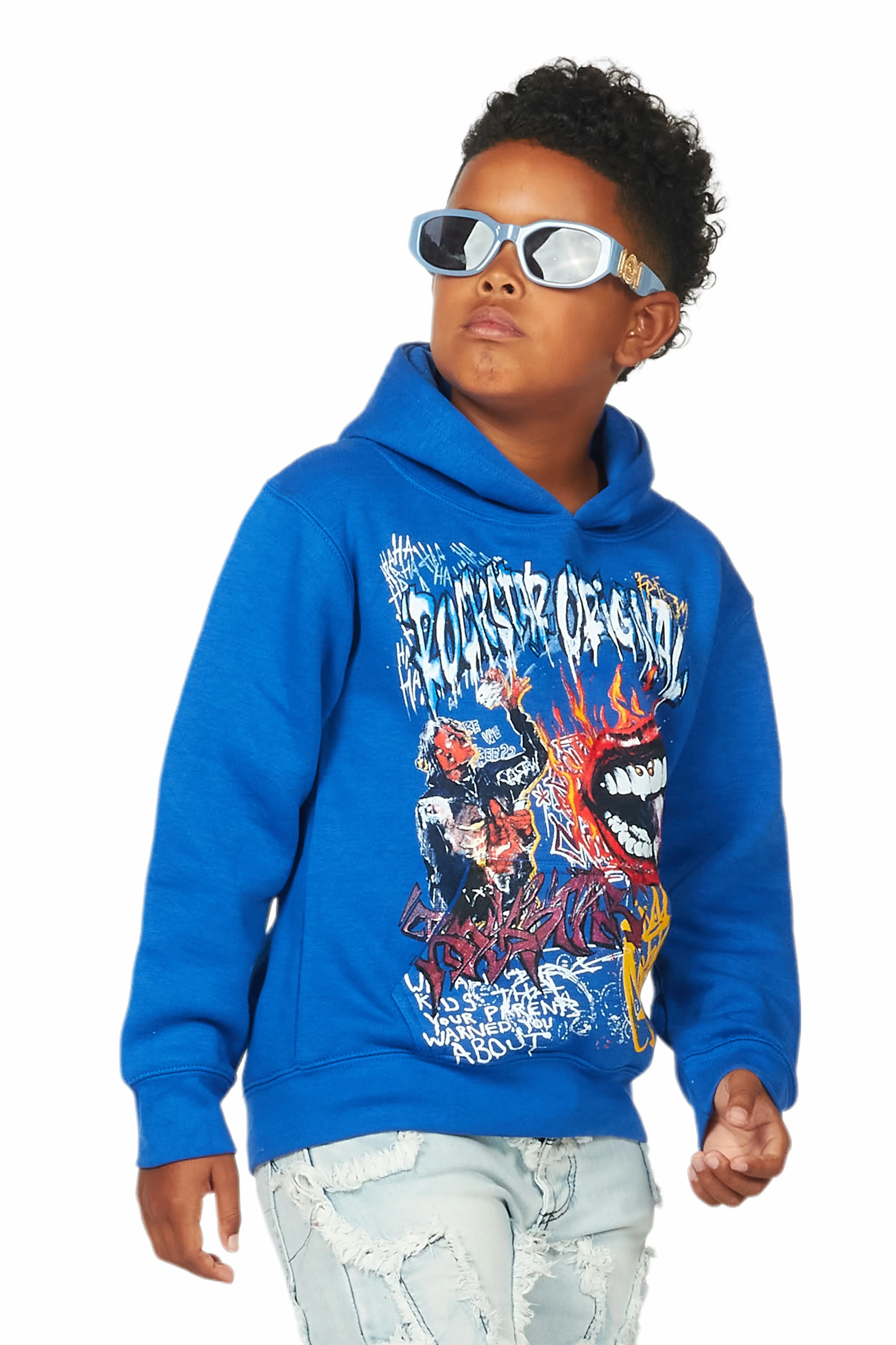 Boys Yooz Royal Graphic Hoodie - Image 6