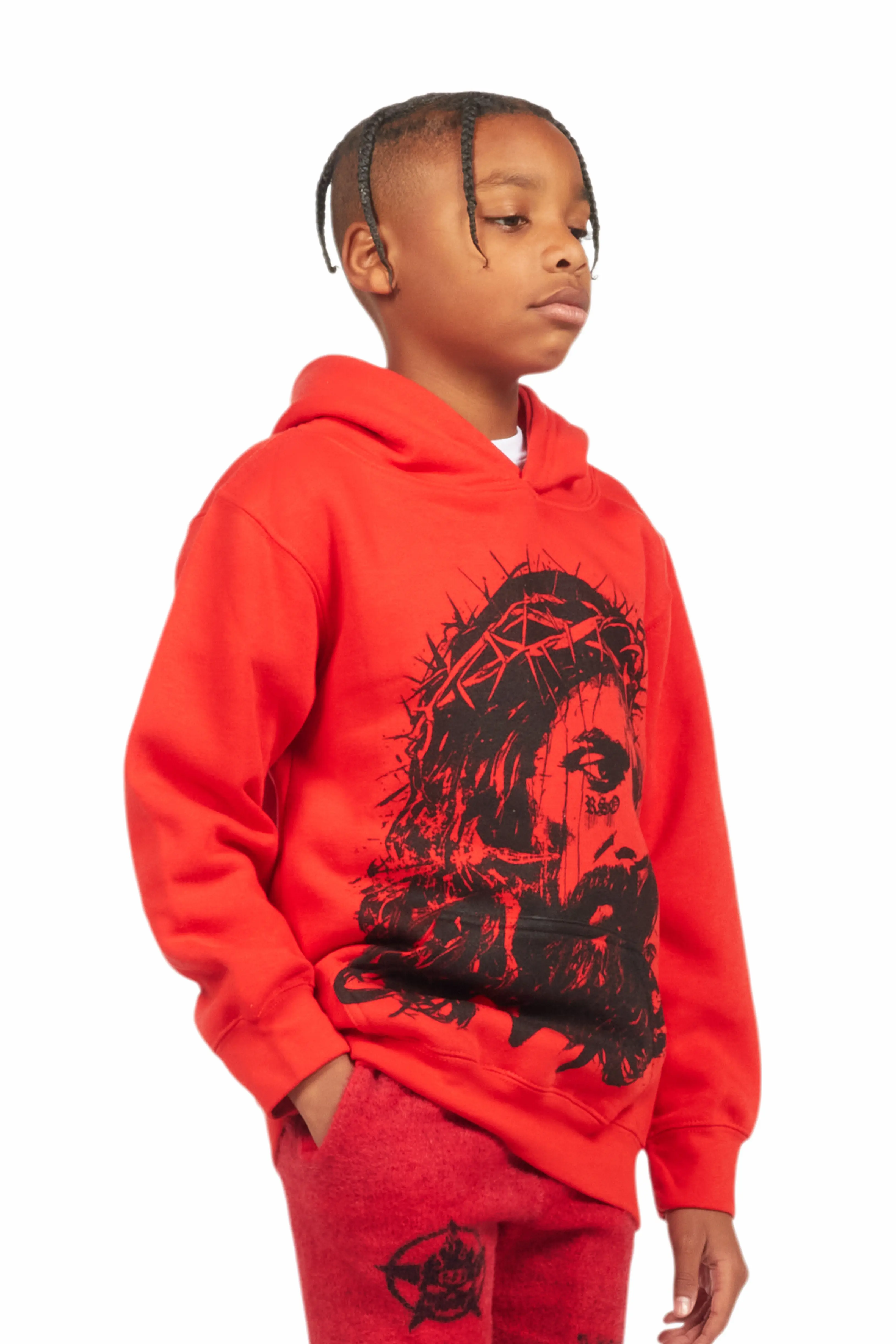 Boys Bedros Red Graphic Hoodie - Image 3