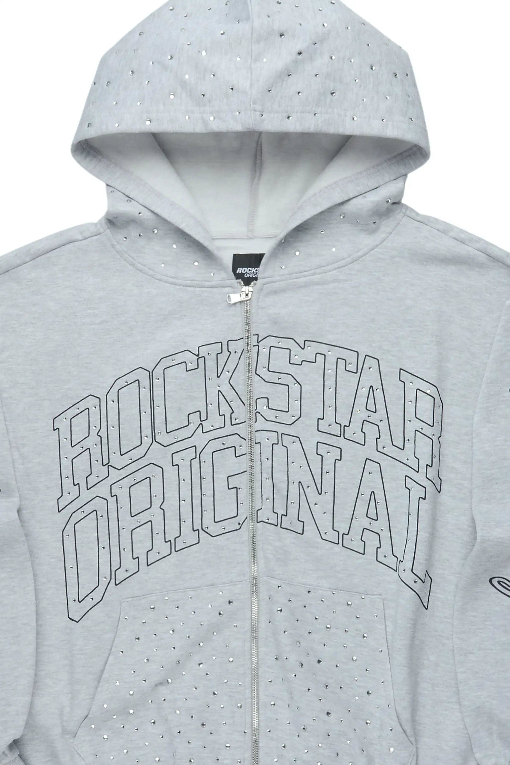 Boys Alvino Grey Rhinestone Zip Up Hoodie - Image 6
