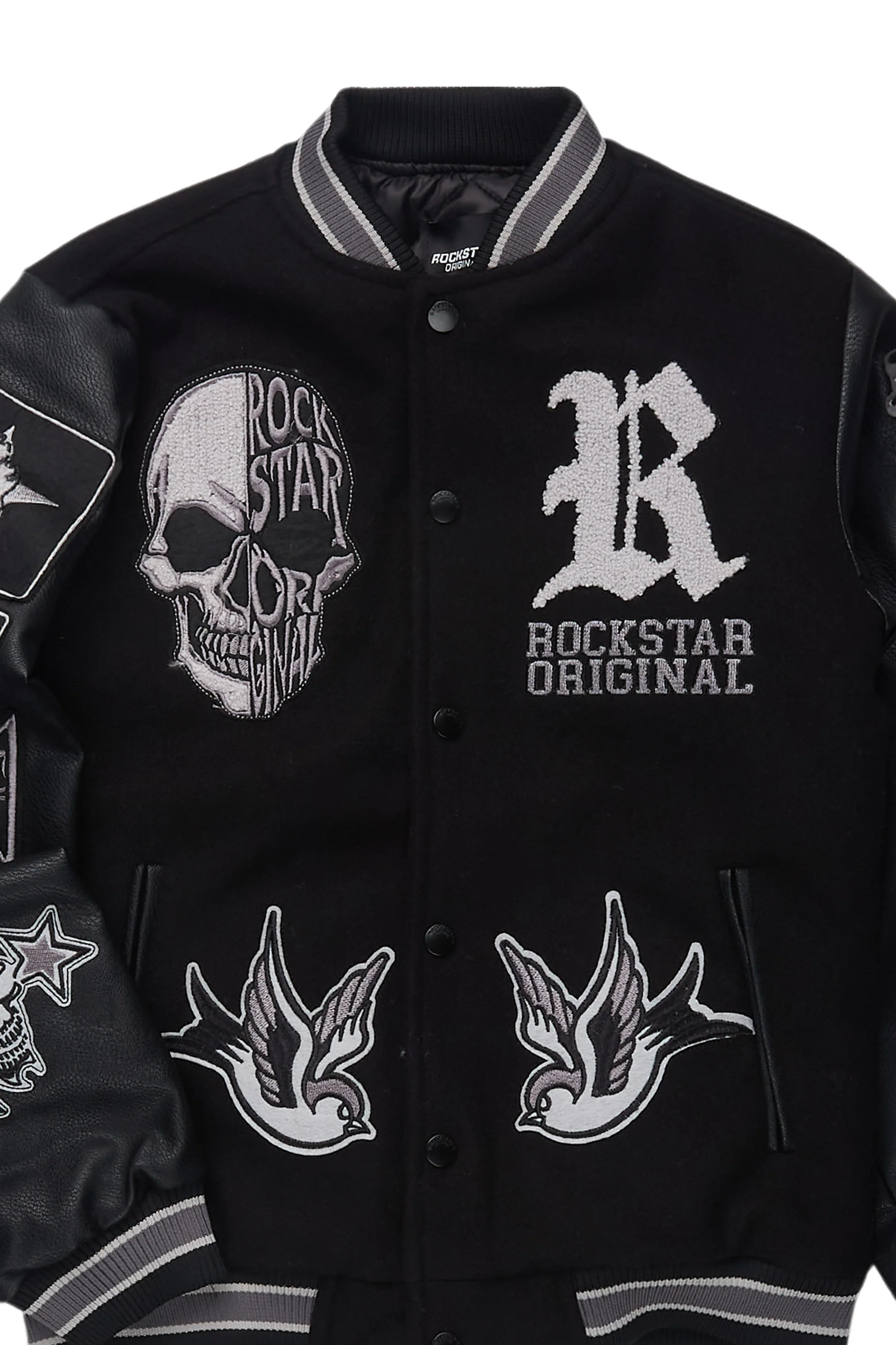 Boys Vidar 2.0 Black Varsity Jacket - Image 3