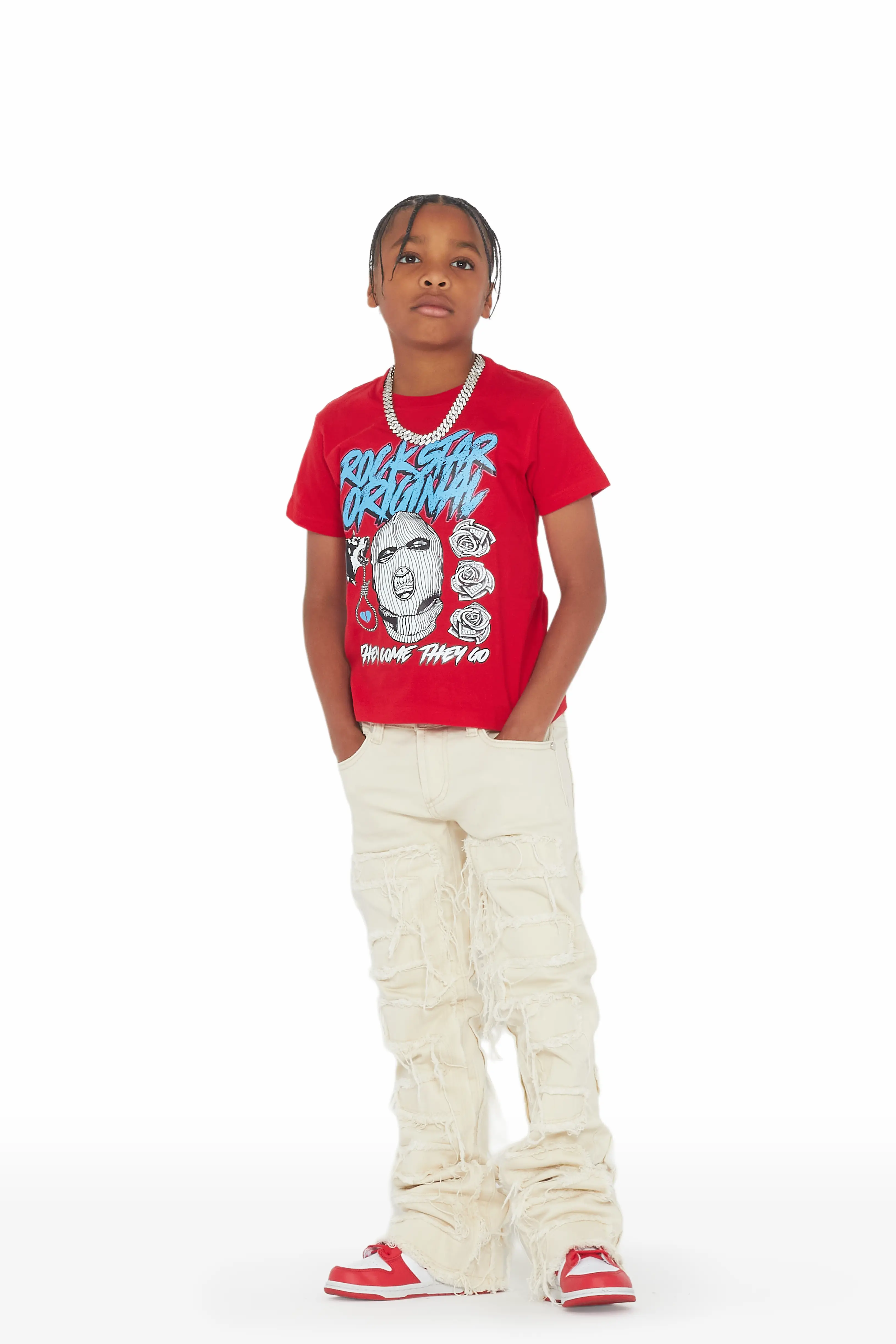 Boys Hallie Beige Super Stacked Flare Jean - Image 3