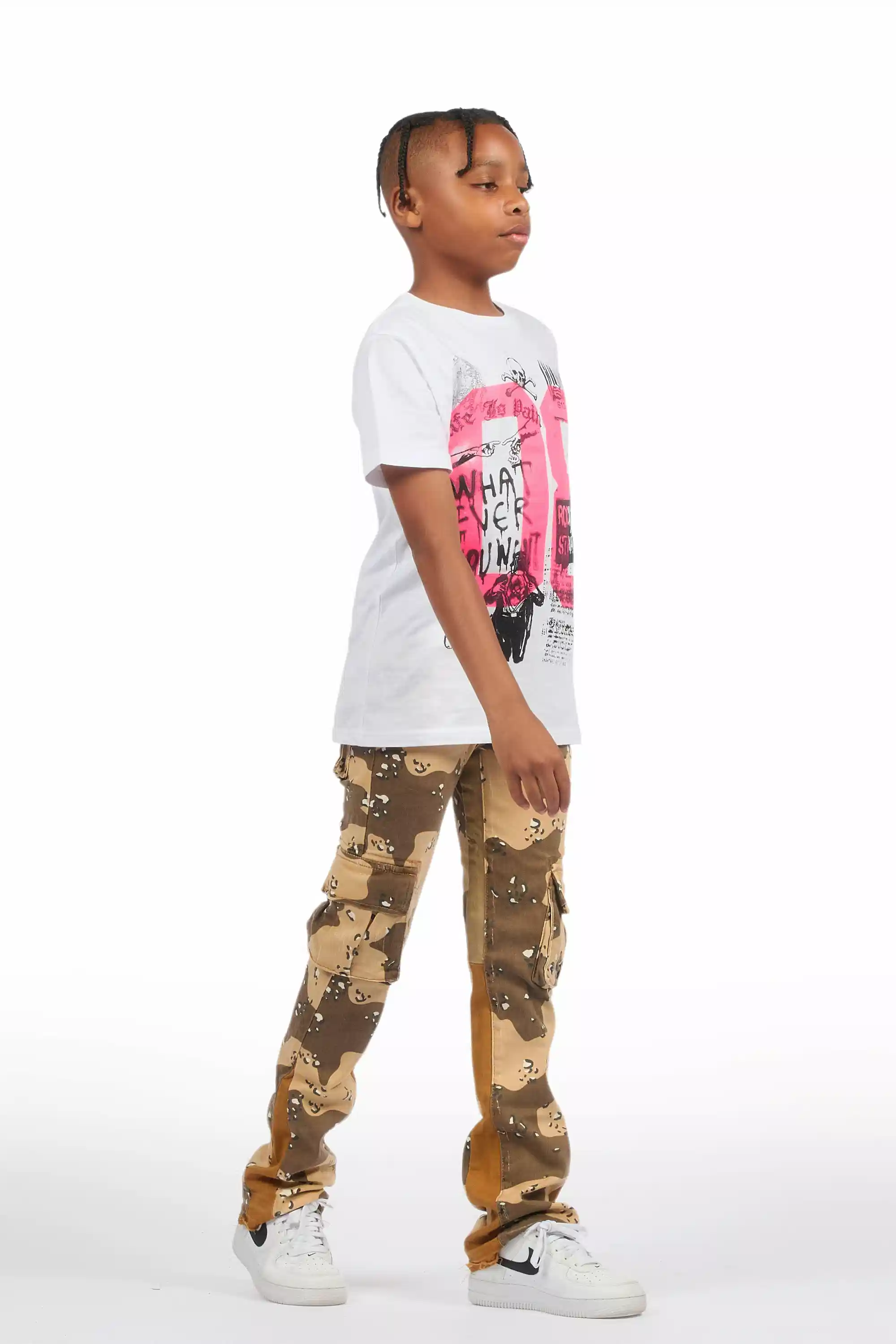 Boys Kirrem Desert Camo Stacked Flare Jean - Image 4