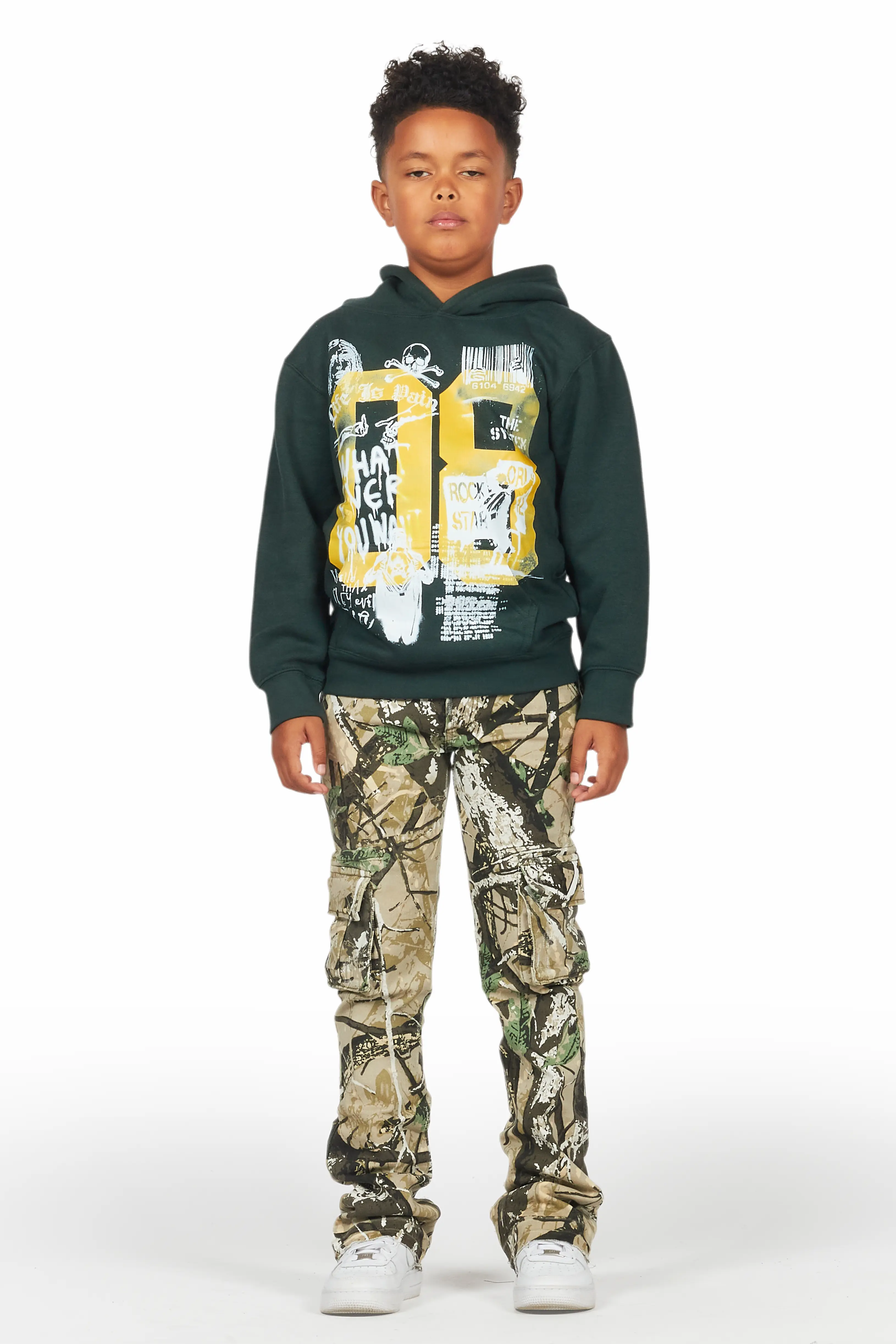 Boys Kirrem Tree Camo Stacked Flare Jean - Image 3