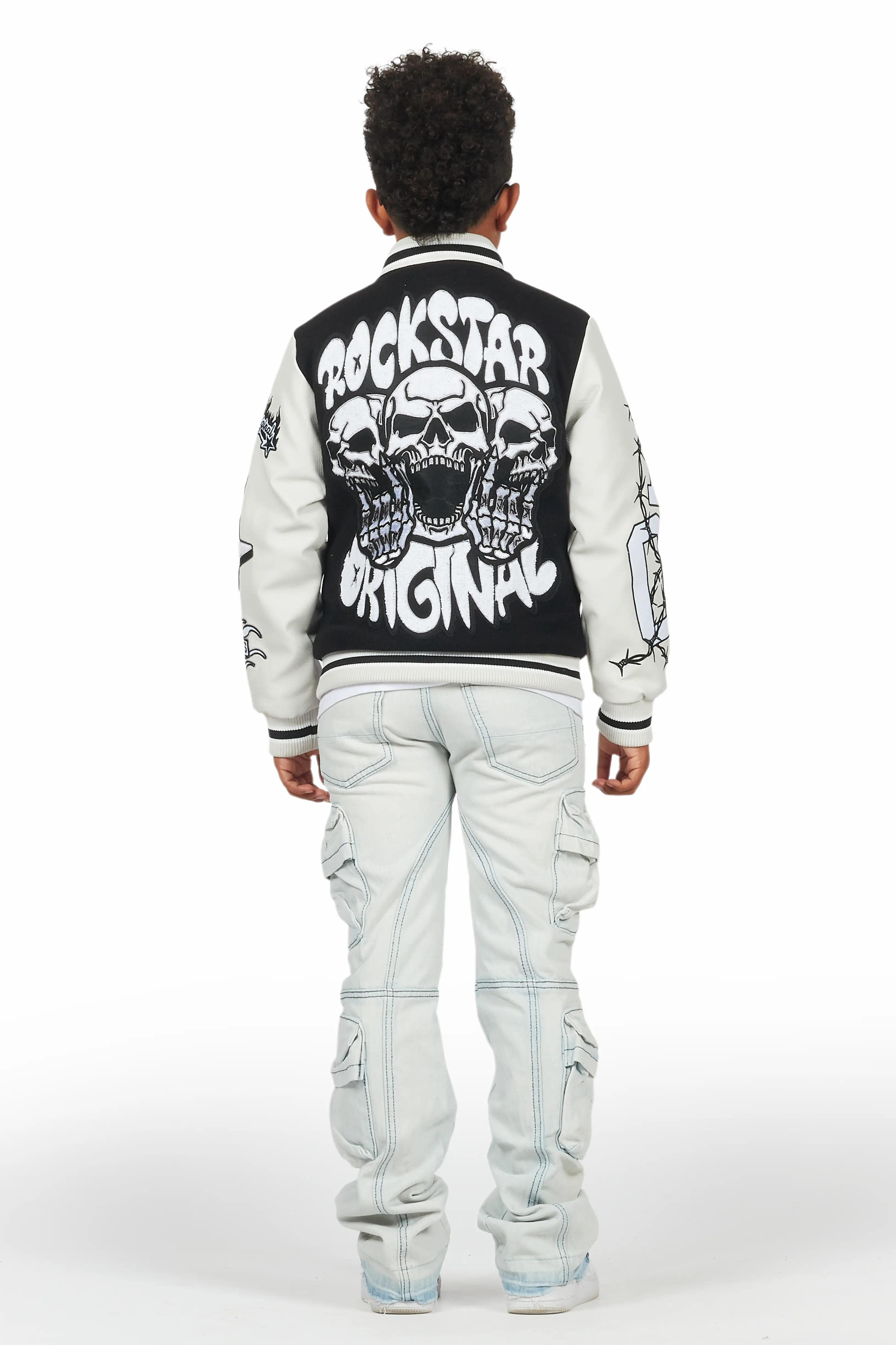 Boys Gregor Blue Stacked Flare Cargo Jean - Image 4