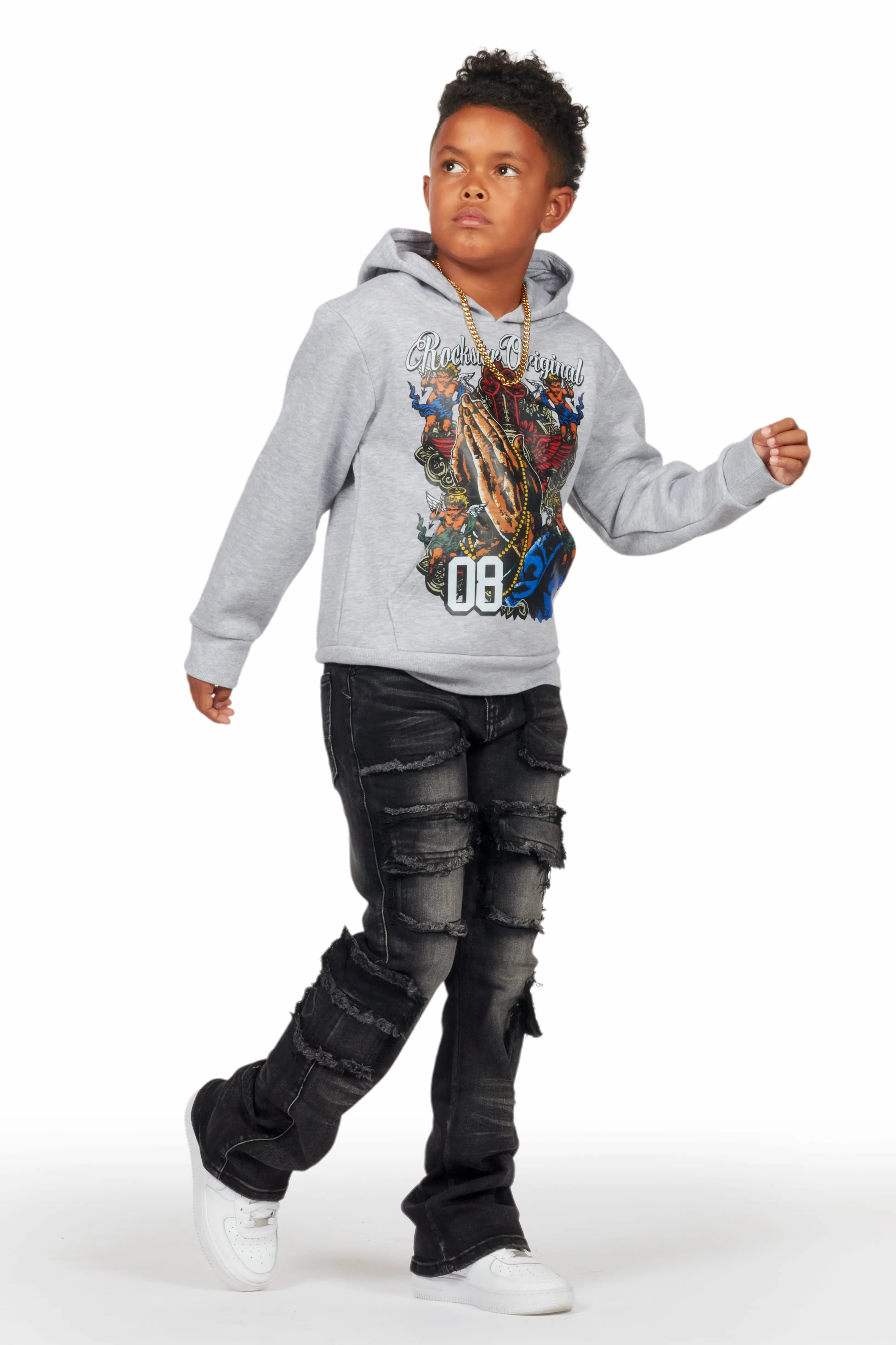 Boys Tyrell Dark Grey Skinny Fit Cargo Jean - Image 6