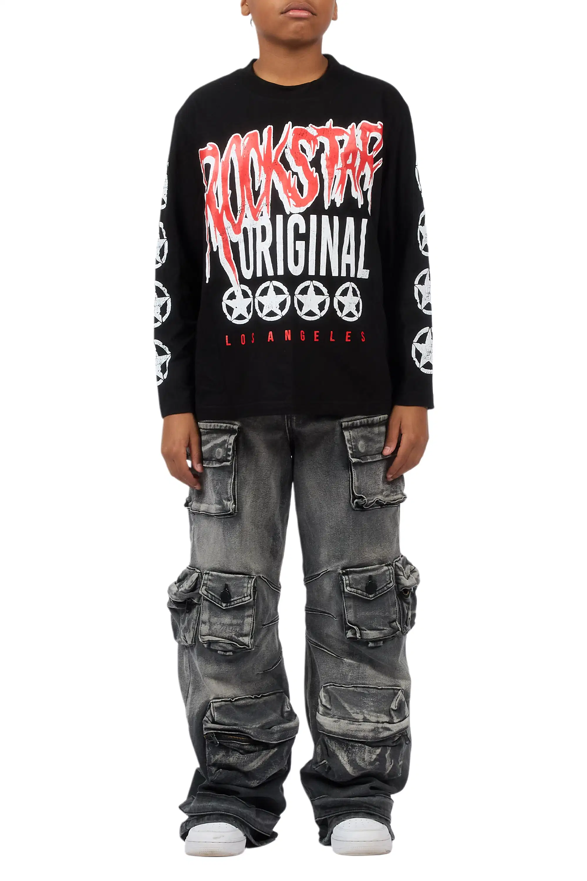 Boys Mahesh Grey Baggy Cargo Jean - Image 10