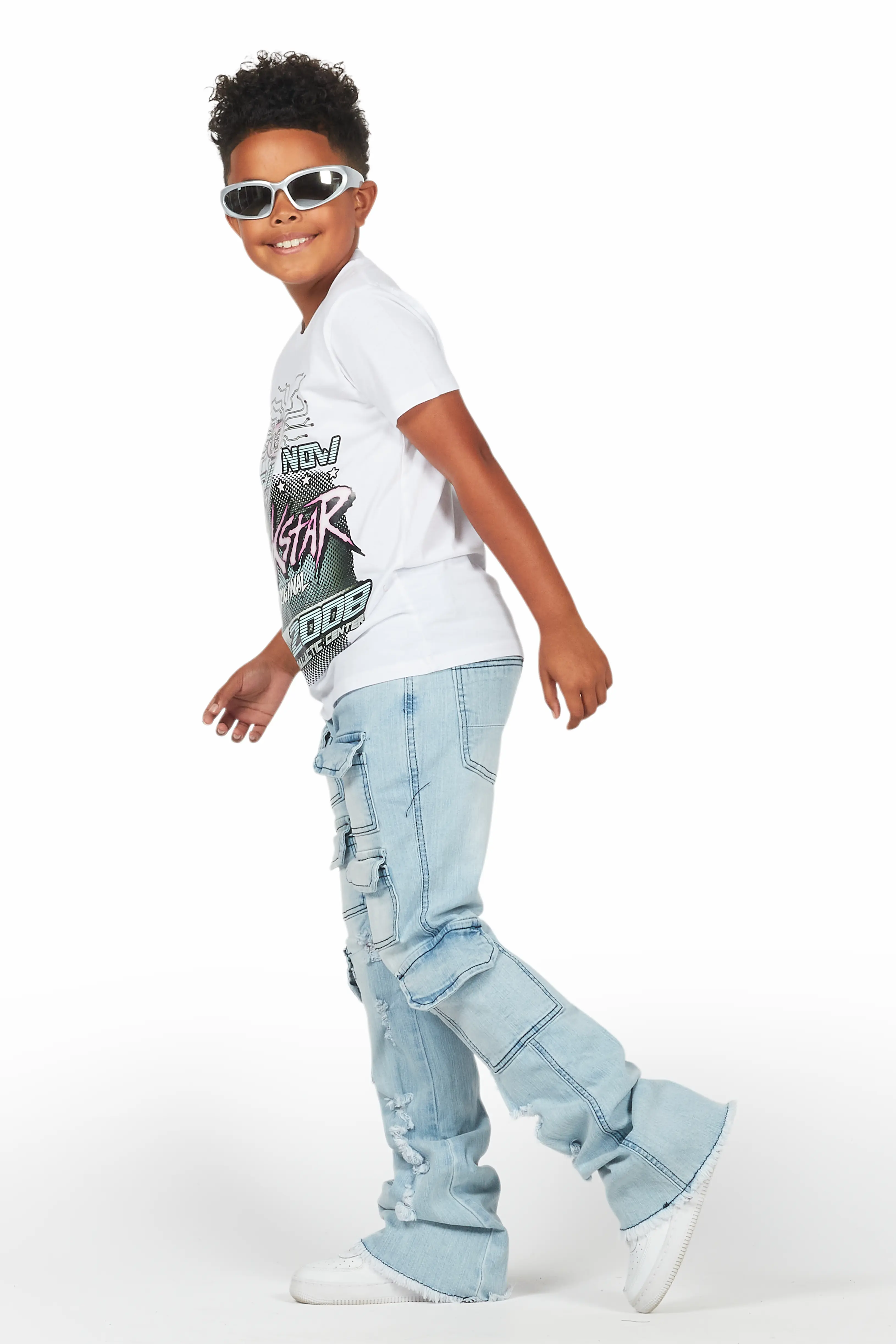 Boys Kade Blue Stacked Flare Jean - Image 5