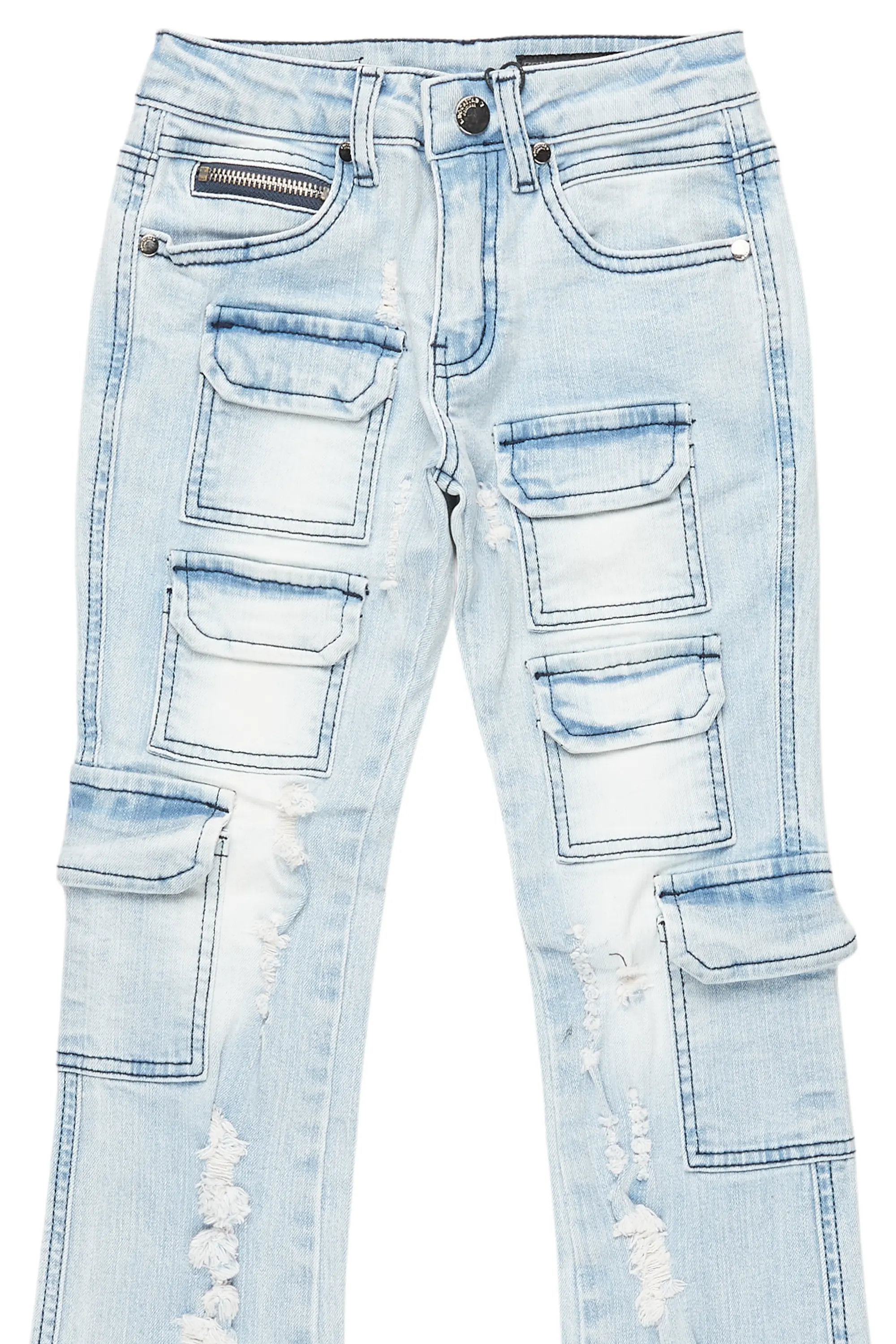 Boys Kade Blue Stacked Flare Jean - Image 6