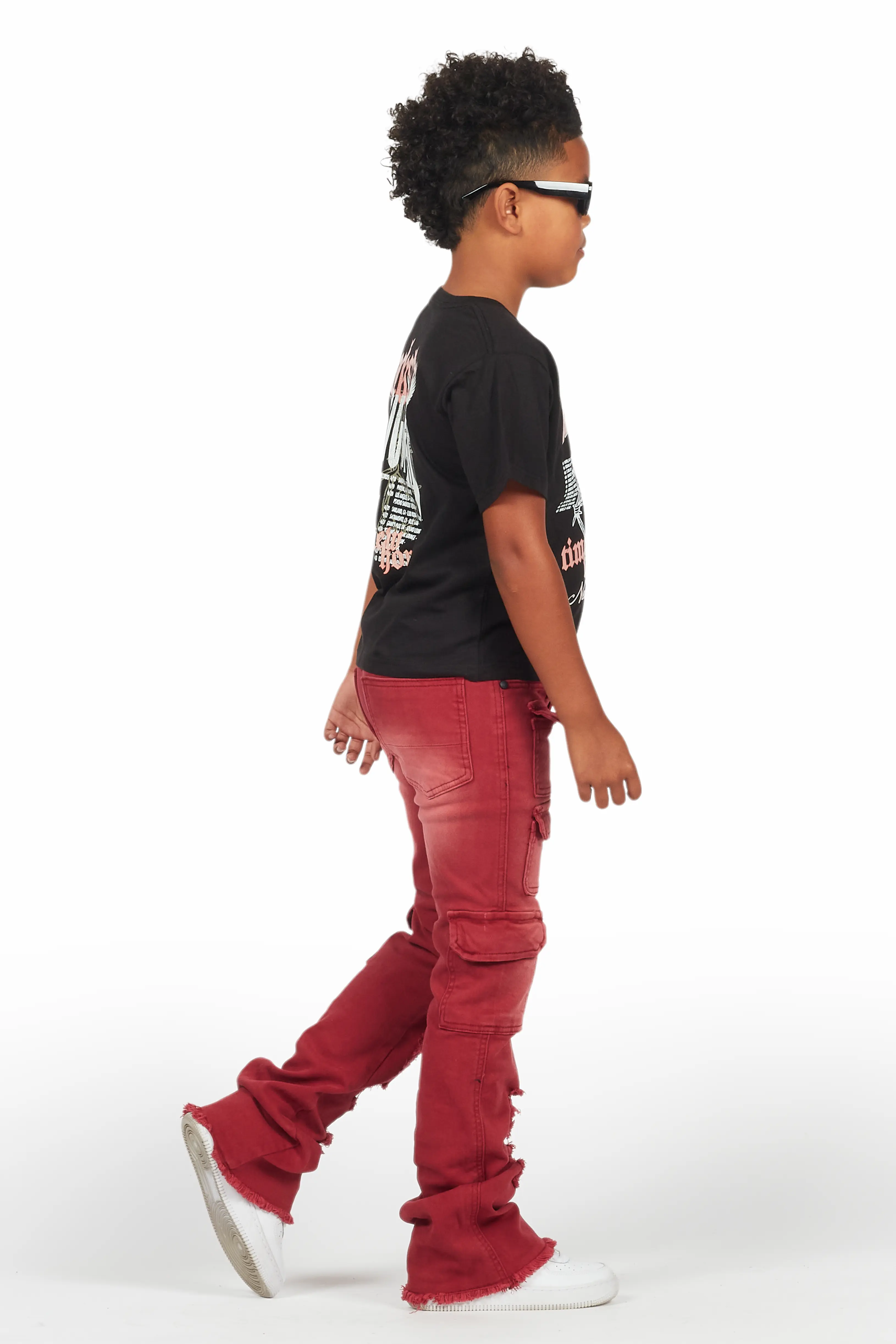 Boys Kade Red Stacked Flare Jean - Image 4