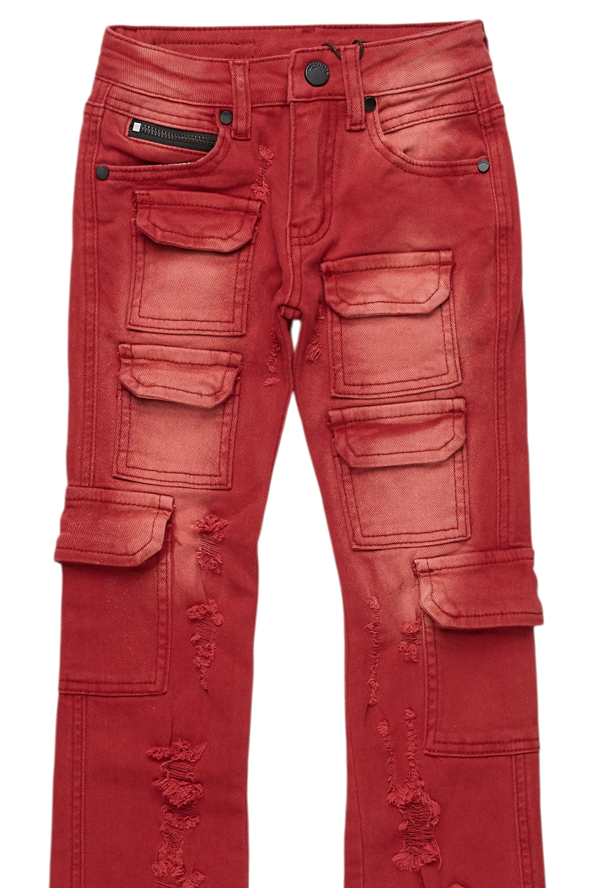 Boys Kade Red Stacked Flare Jean - Image 7