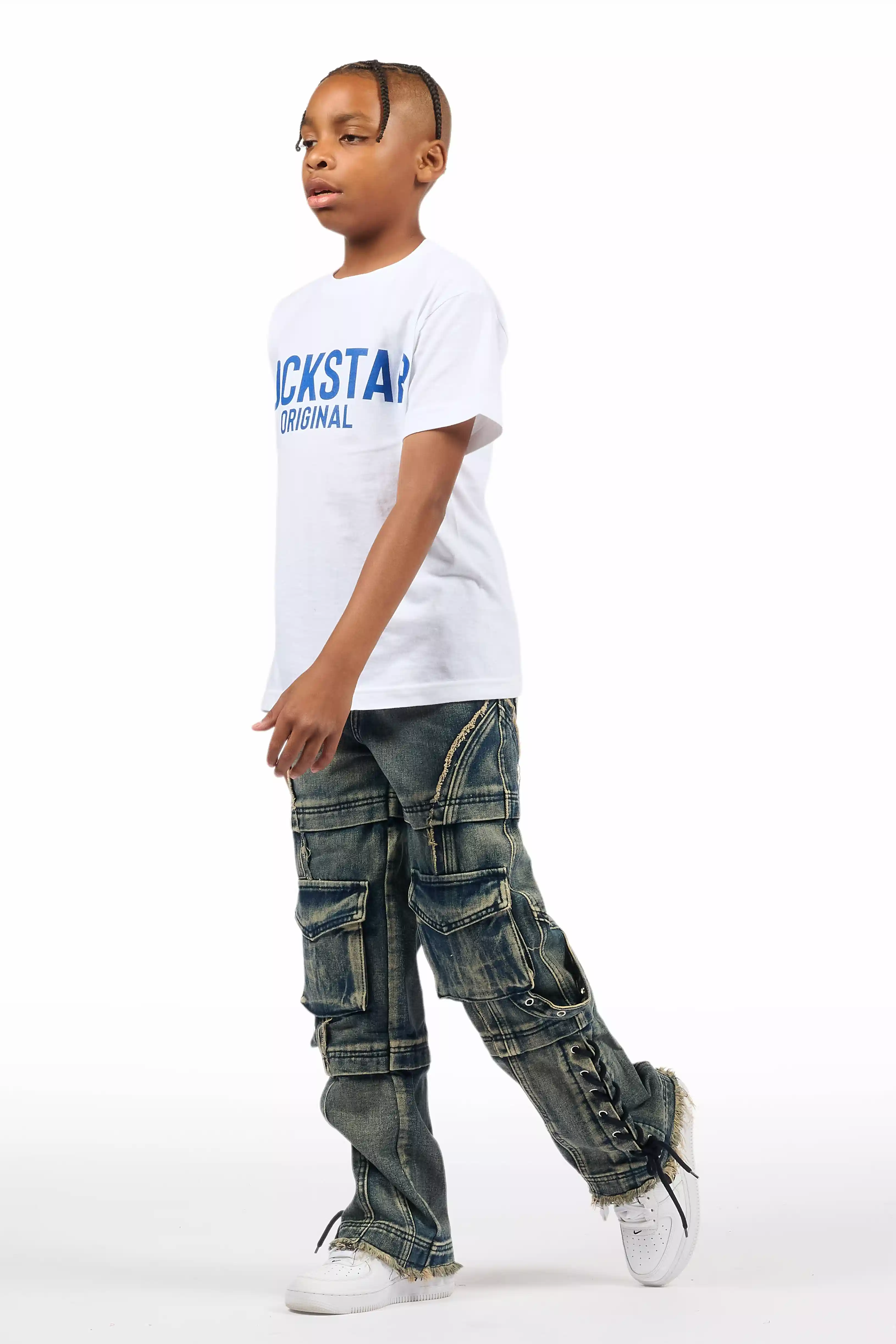 Boys Three Maxi Blue Baggy Fit Jean - Image 8