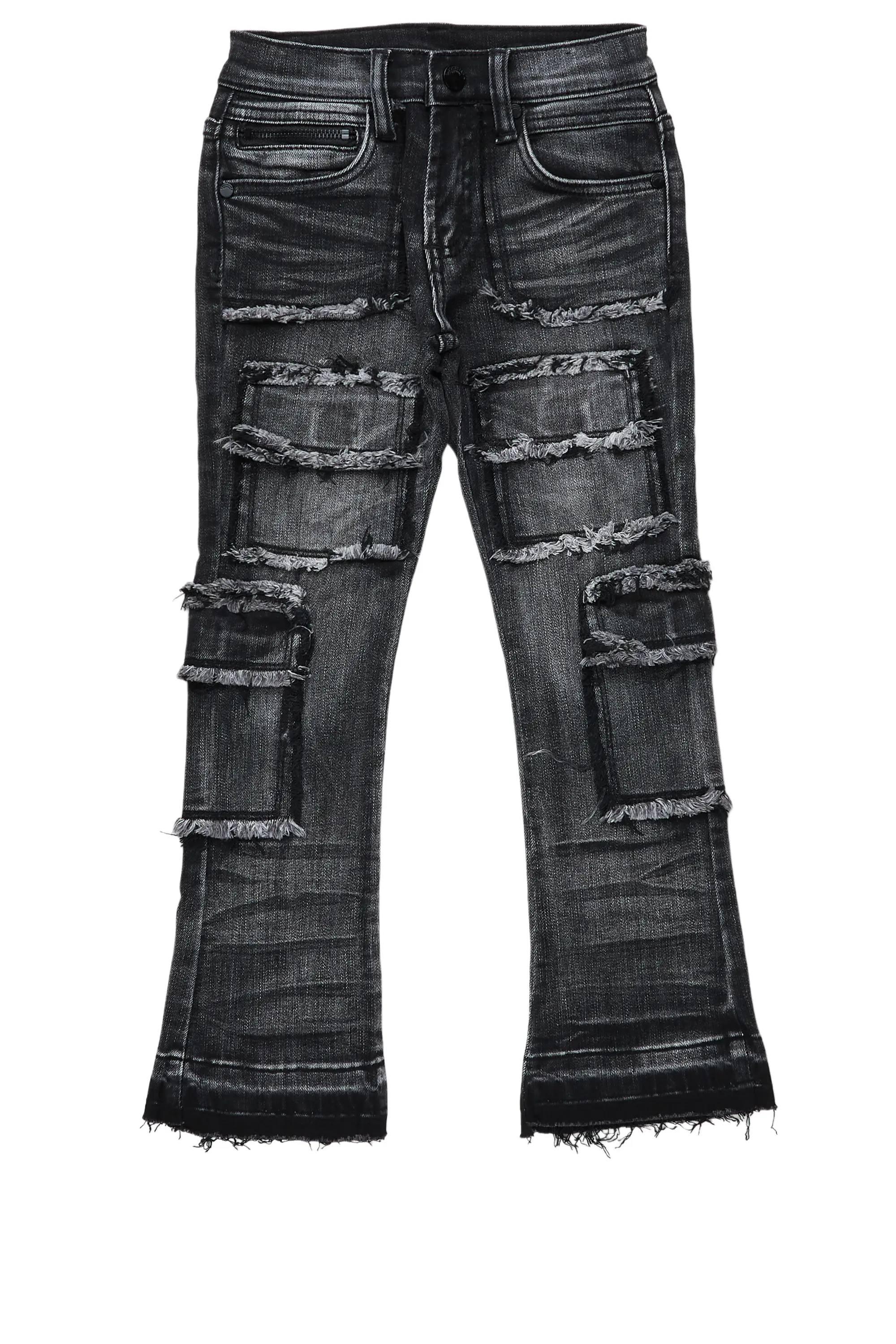 Boys Tyrell Grey Stacked Flare Cargo Jean - Image 2
