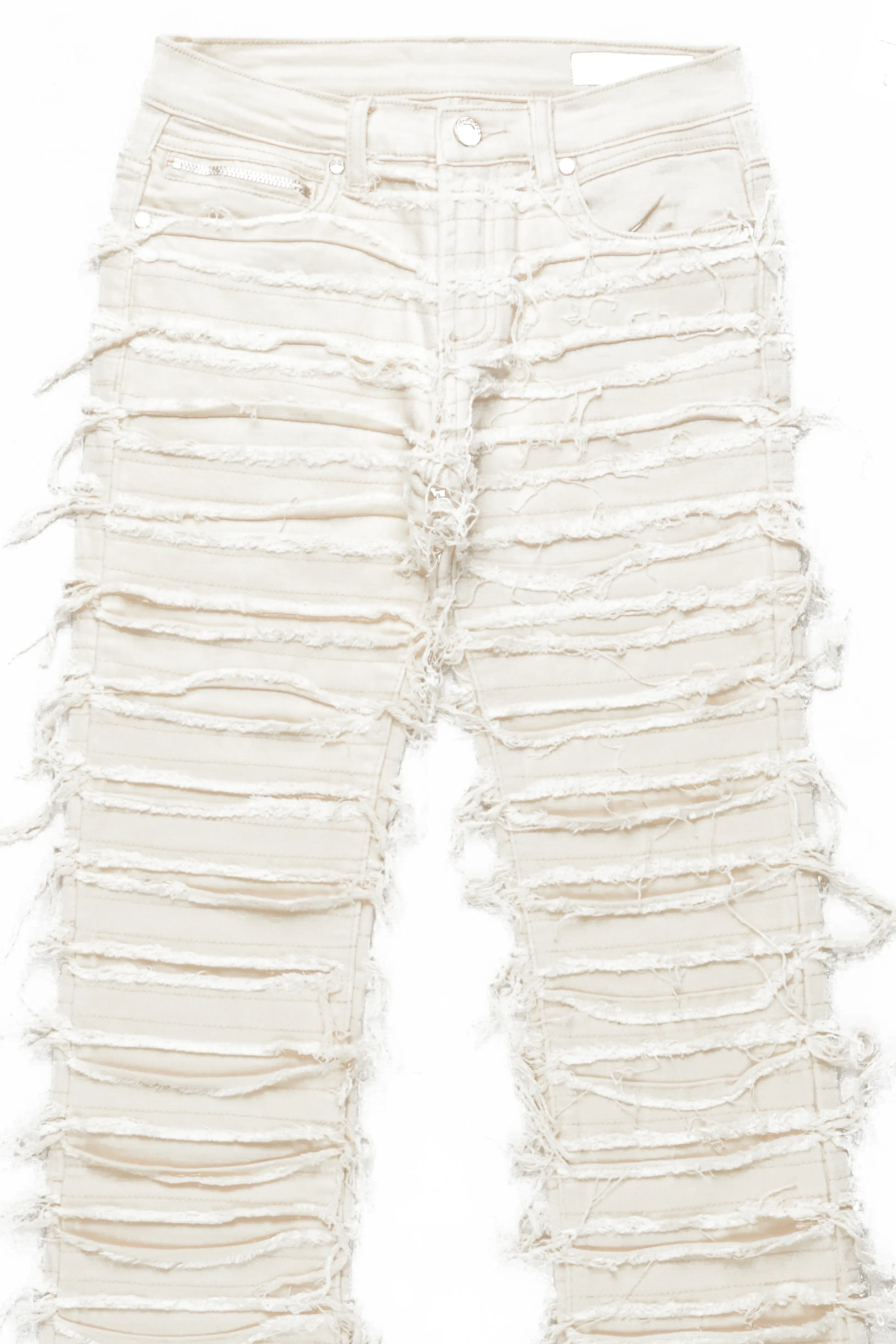 Boys Cassius Beige Stacked Flare Jean - Image 6