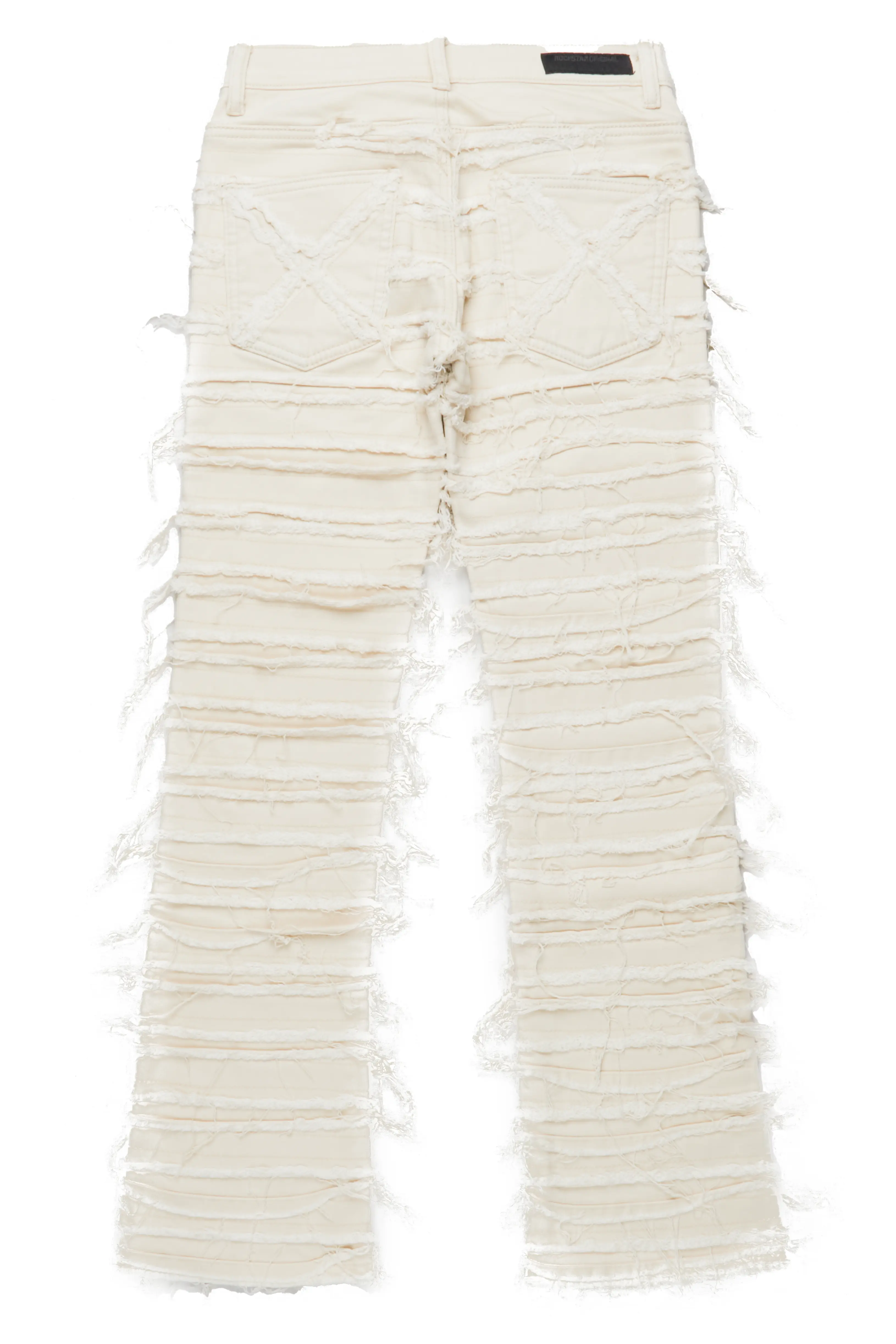 Boys Cassius Beige Stacked Flare Jean - Image 7