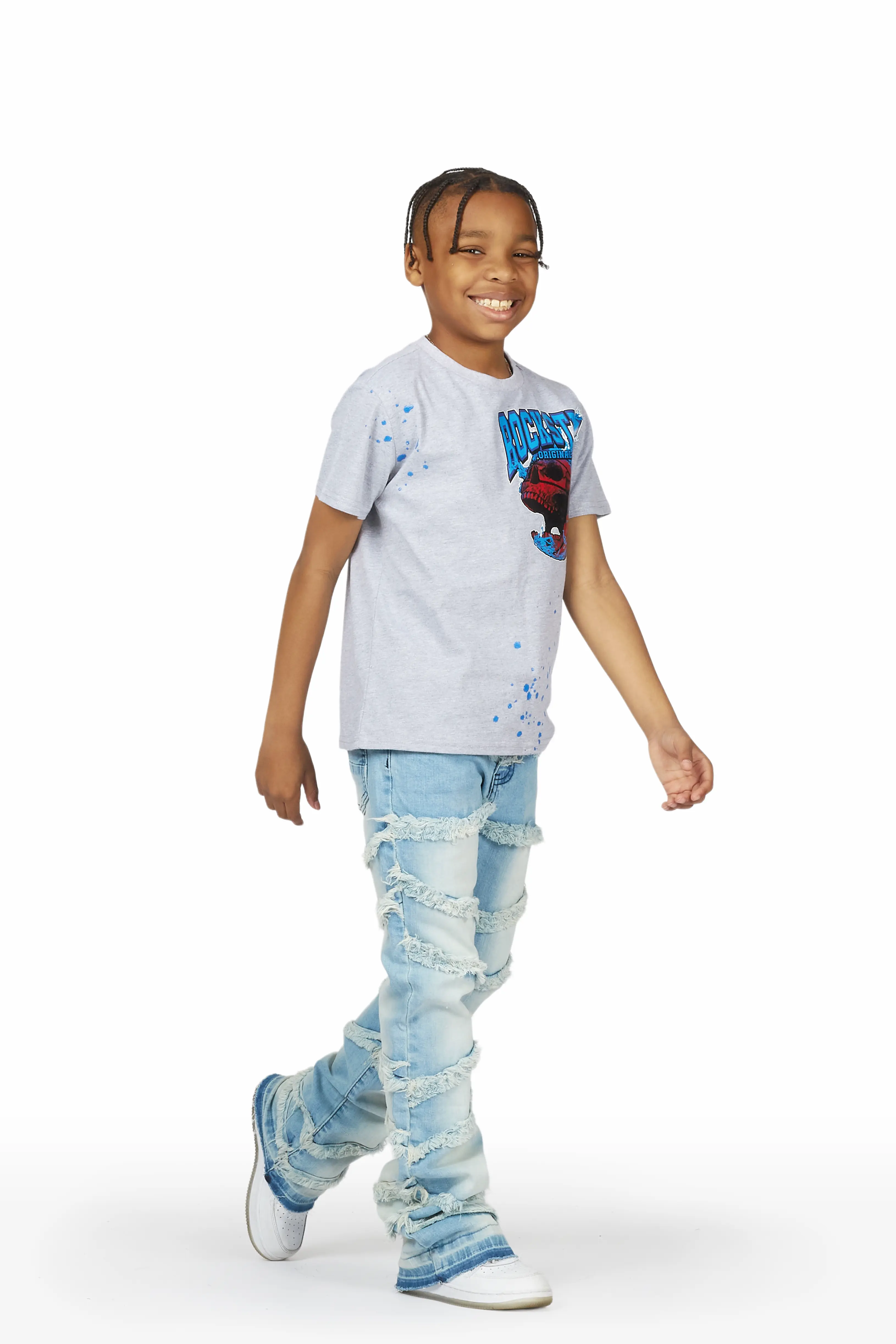 Boys Norbert Blue Stacked Flare Jean - Image 5