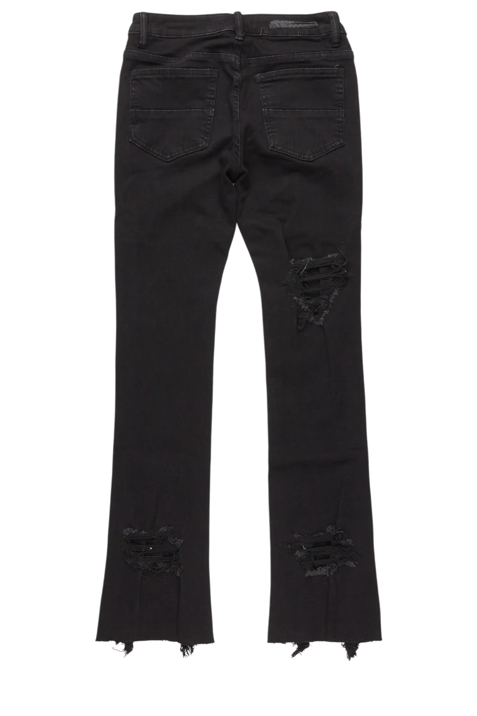 Boys Fateh Jet Black Stacked Flare Jean - Image 3