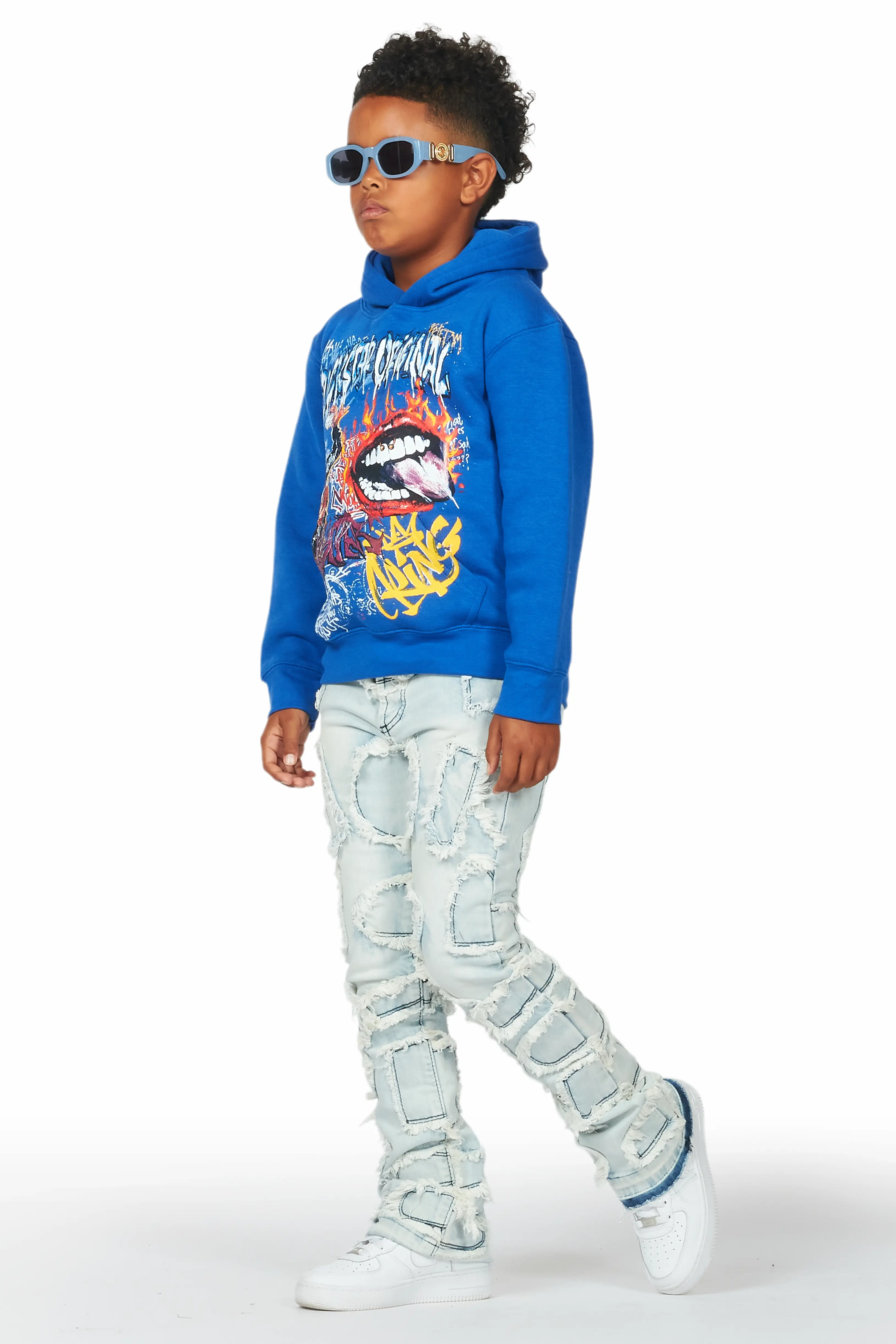 Boys Arturo Light Blue Stacked Flare Jean - Image 6