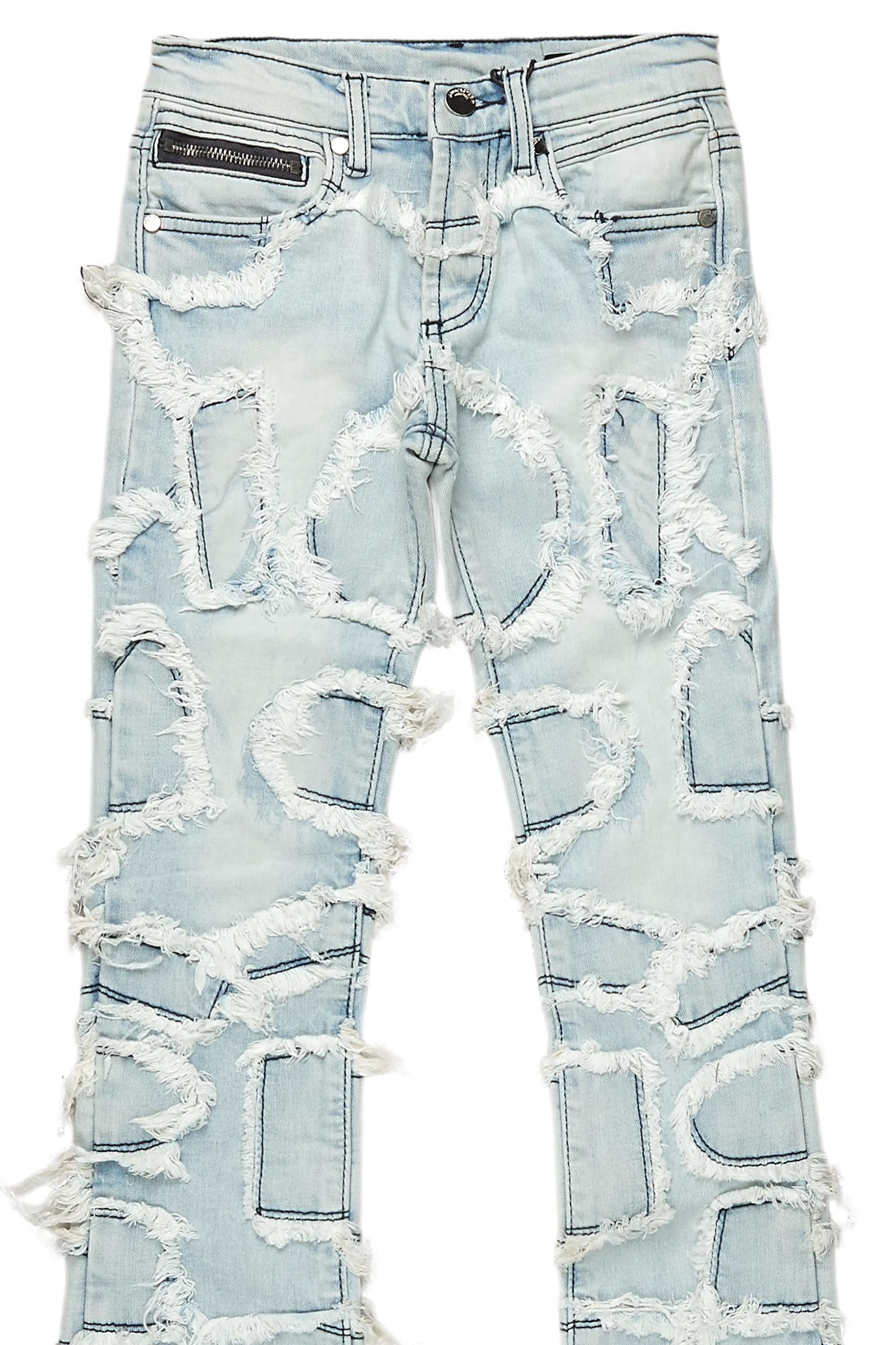 Boys Arturo Light Blue Stacked Flare Jean - Image 8
