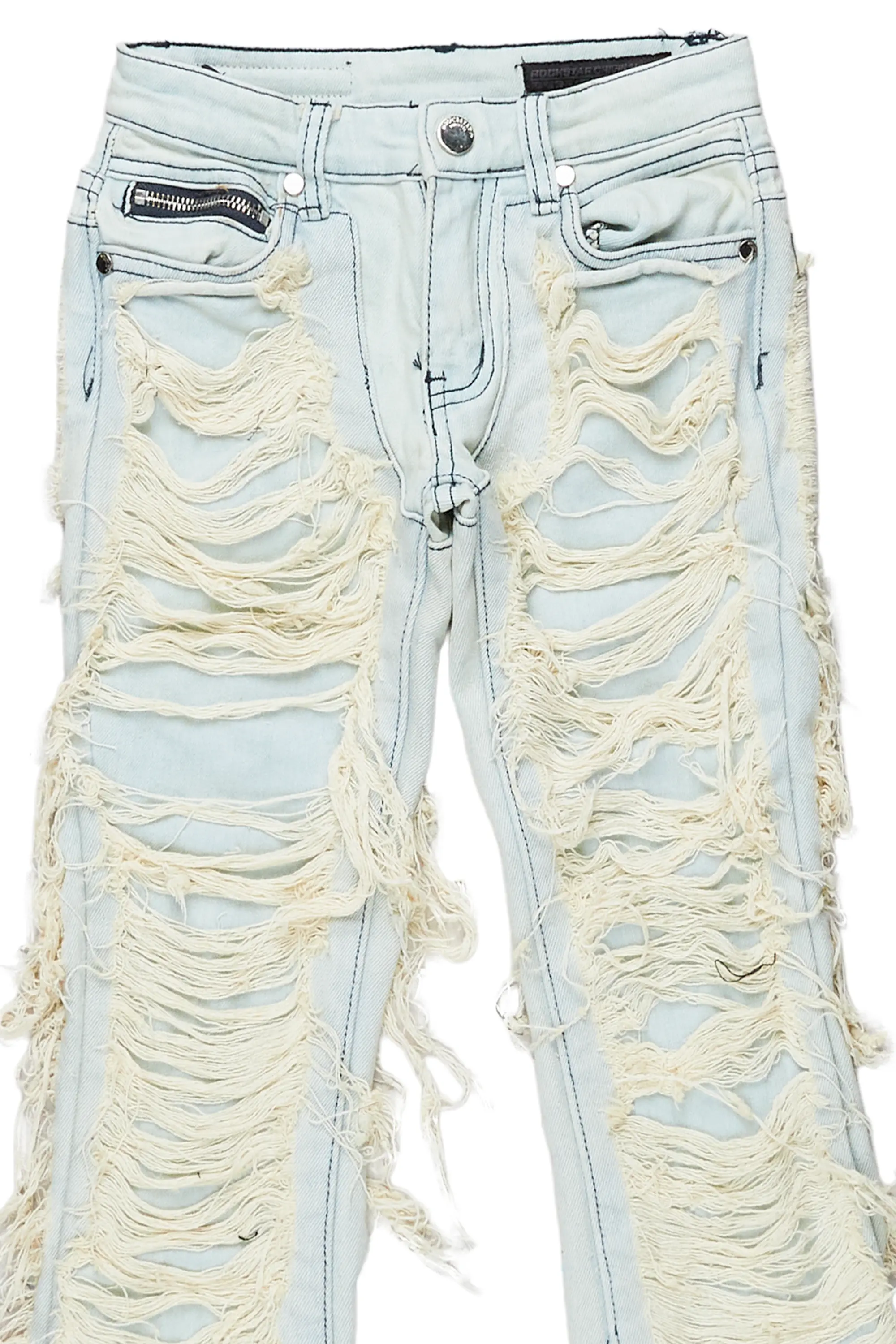 Girls Concetta Light Blue Stacked Flare Jean - Image 7