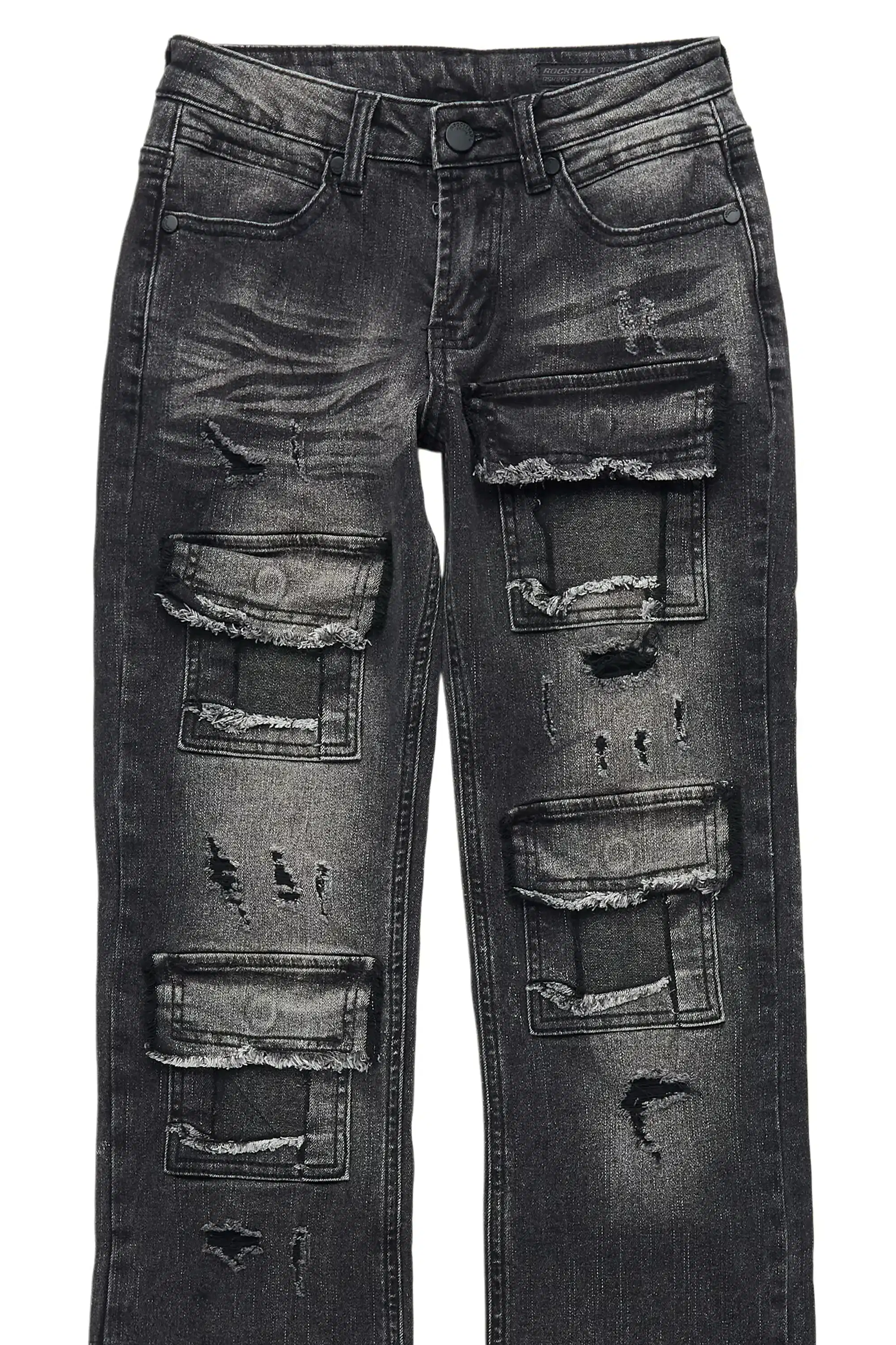 Boys Petrus Black Stacked Flare Jean - Image 7