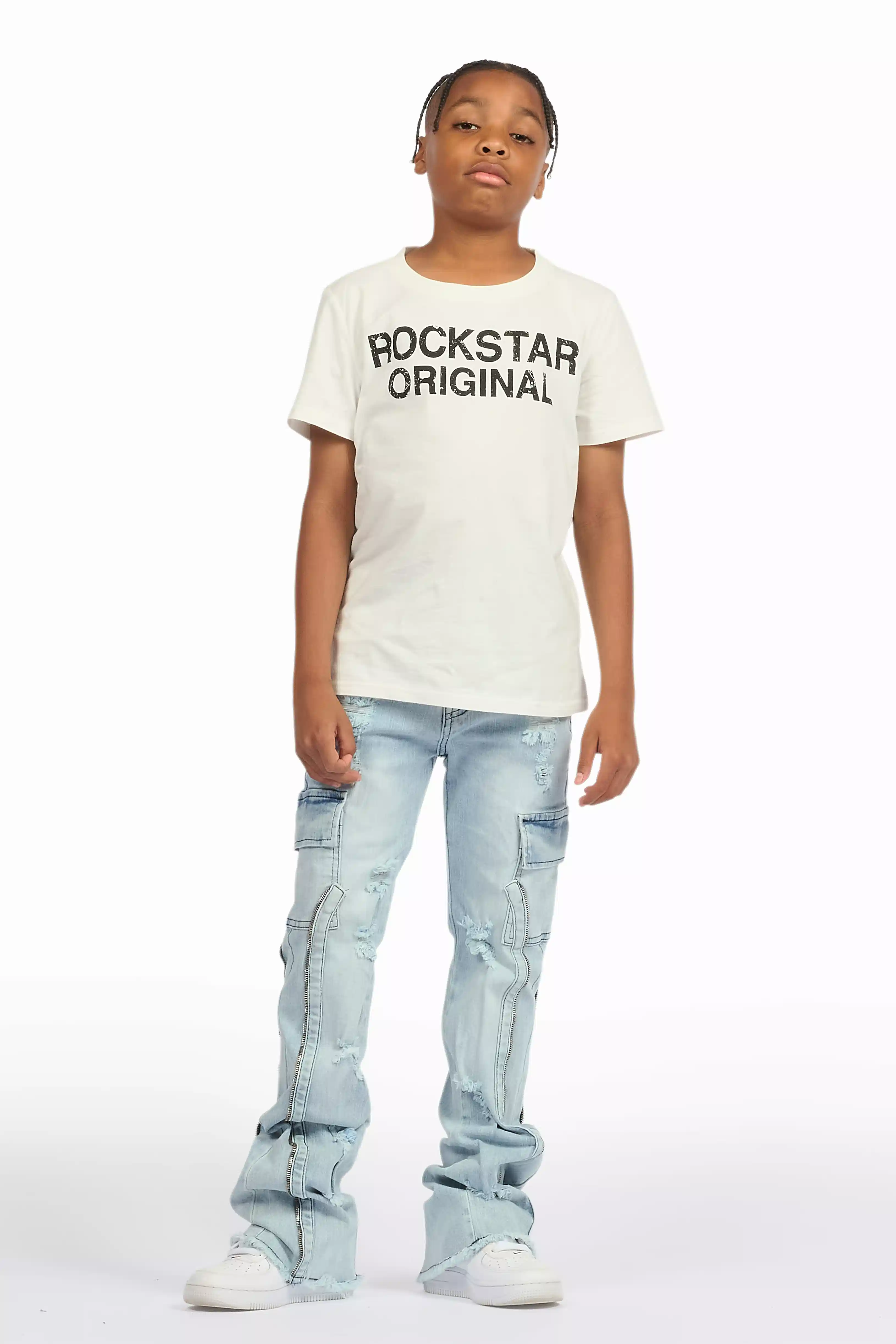 Boys Hutch Blue Stacked Flare Jean - Image 3