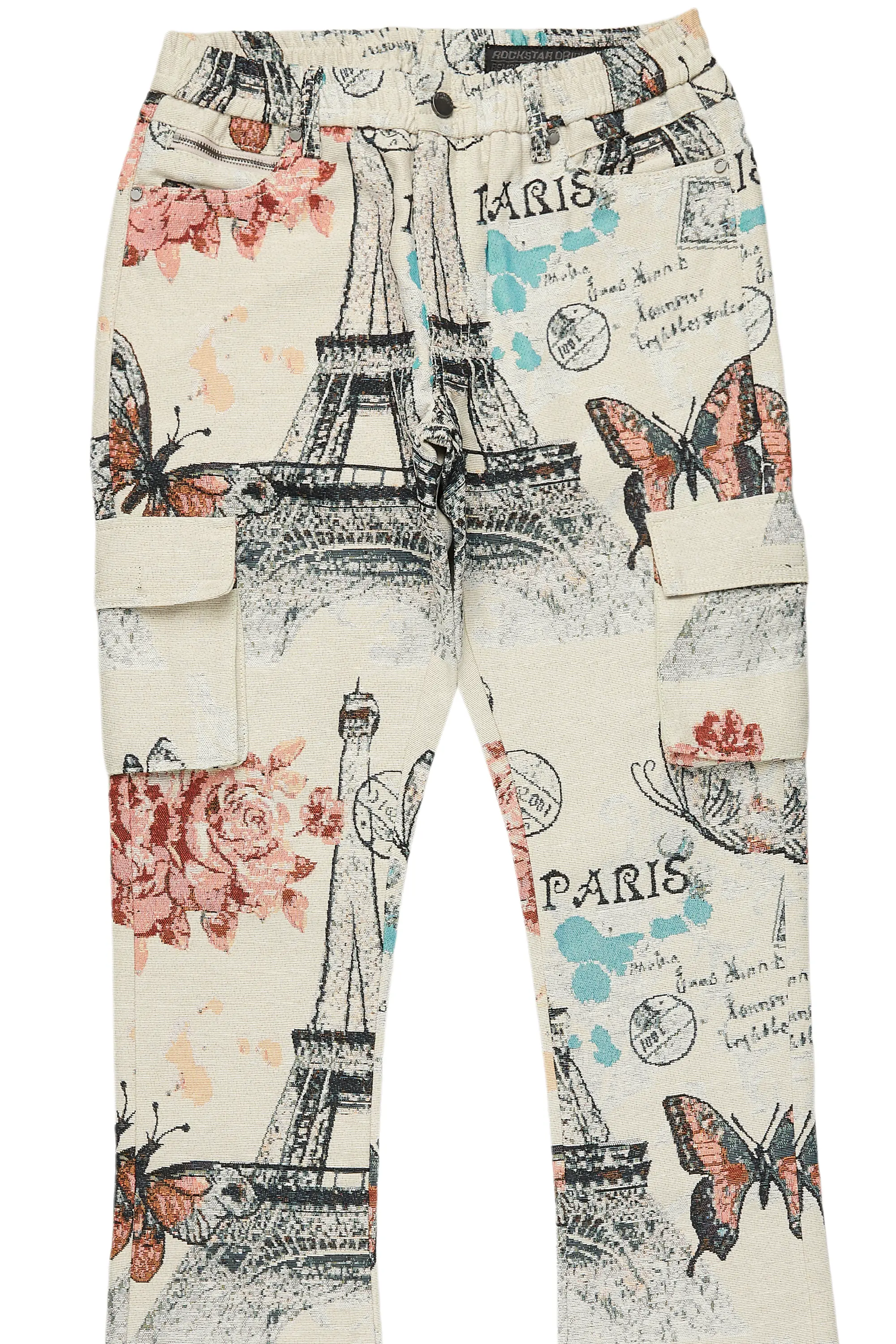 Boys Lamont Beige Multi Tapestry Stacked Flare Jean - Image 10
