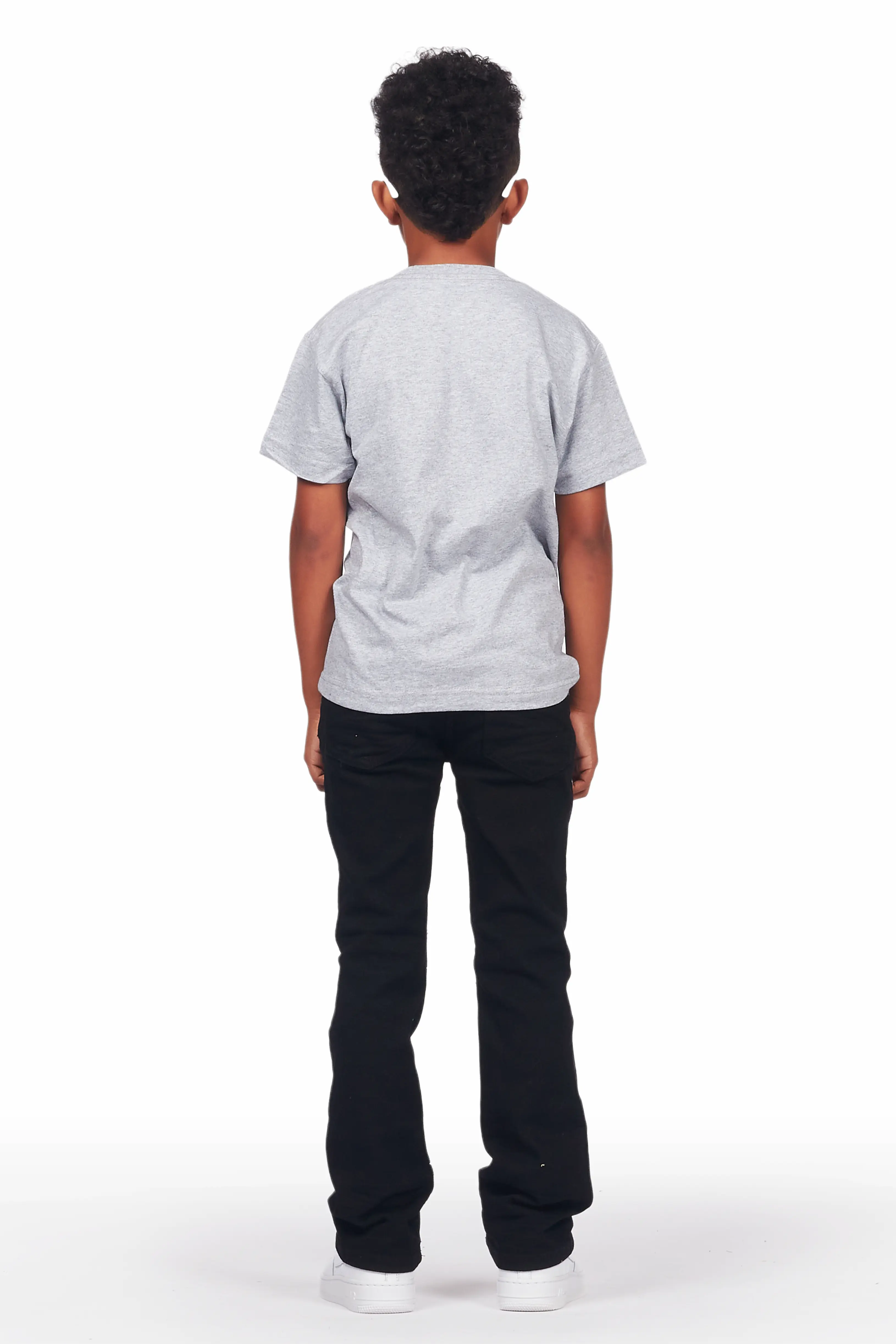 Boys Kane Black Painter Stacked Flare Jean - Image 5