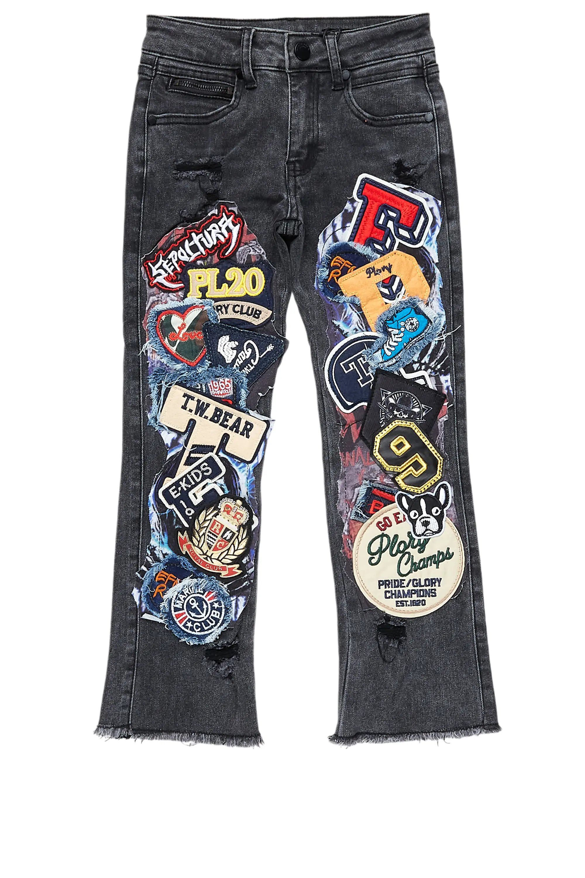 Boys Espen Black Stacked Flare Jean - Image 2