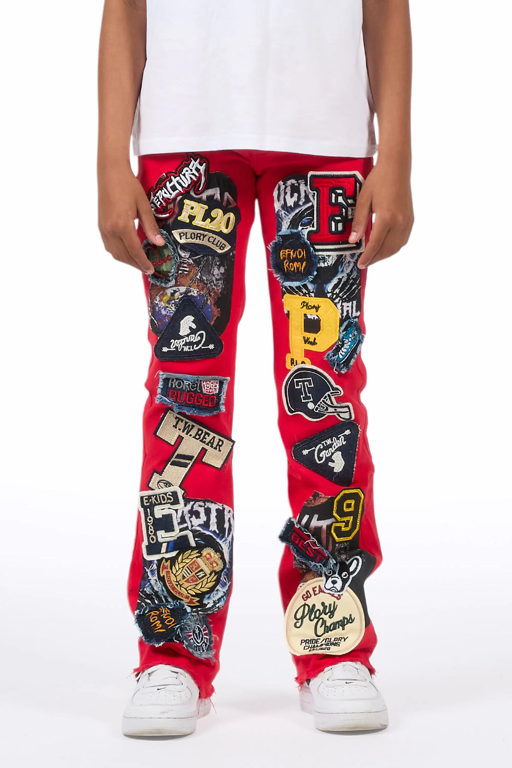 Boys Espen Red Stacked Flare Jean - Image 9