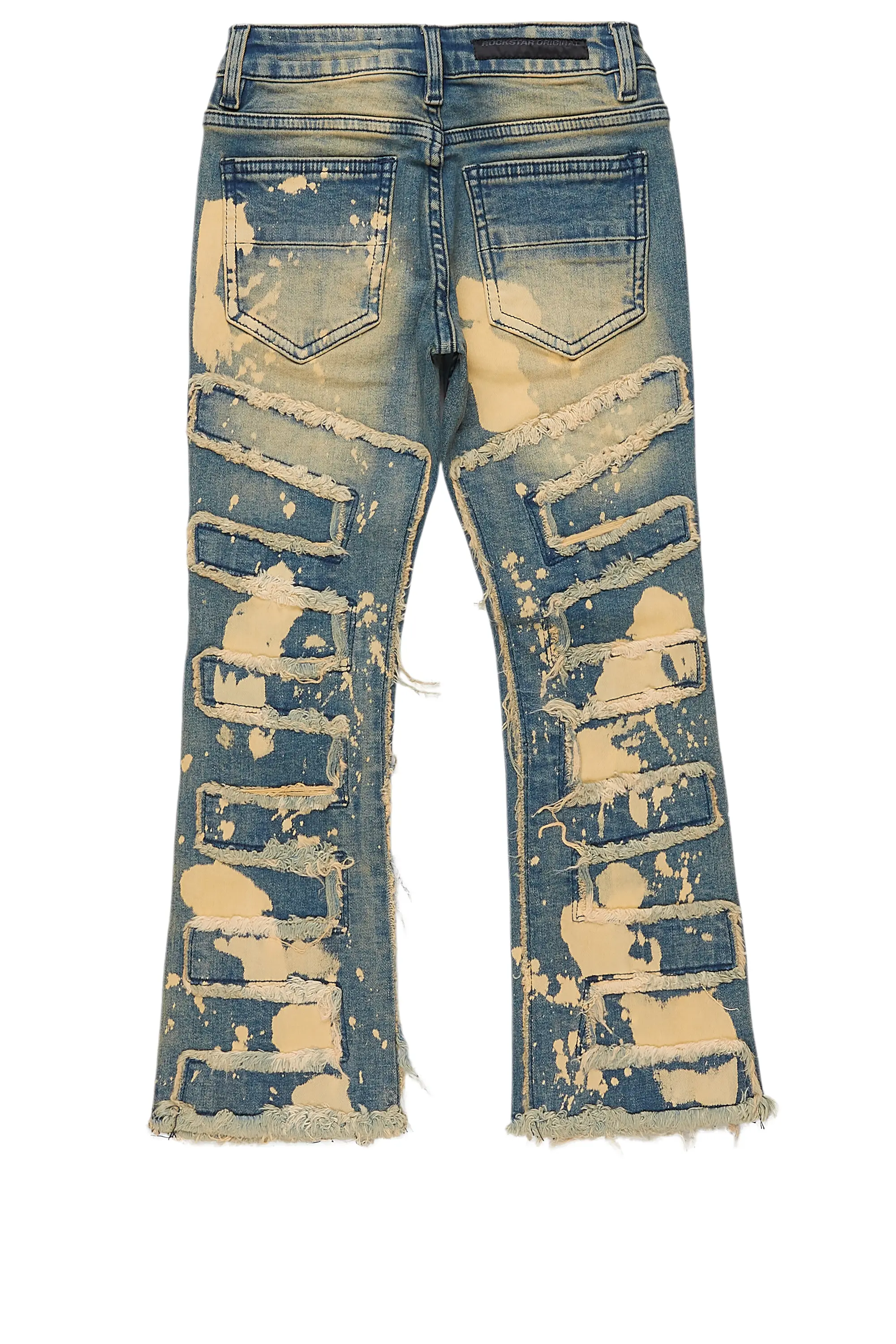 Boys Laban Dirty Blue Bleach Stacked Flare Jean - Image 3