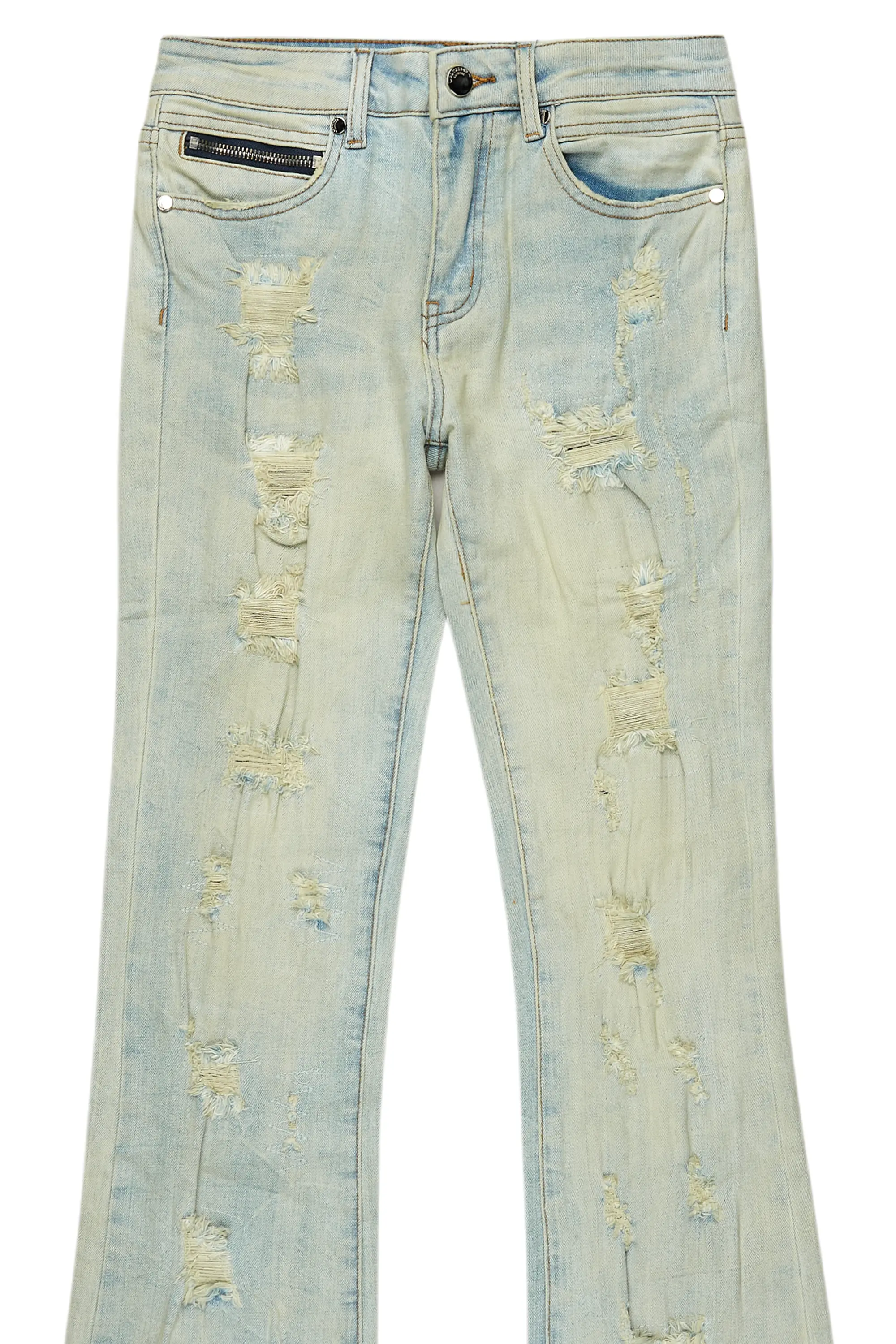 Boys Holibert Light Blue Stacked Flare Jean - Image 8