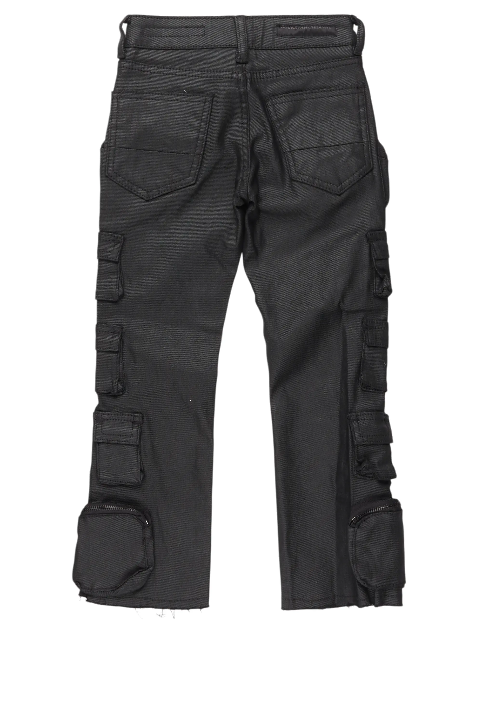 Boys Konrad Black Coated Stacked Flare Jean - Image 3