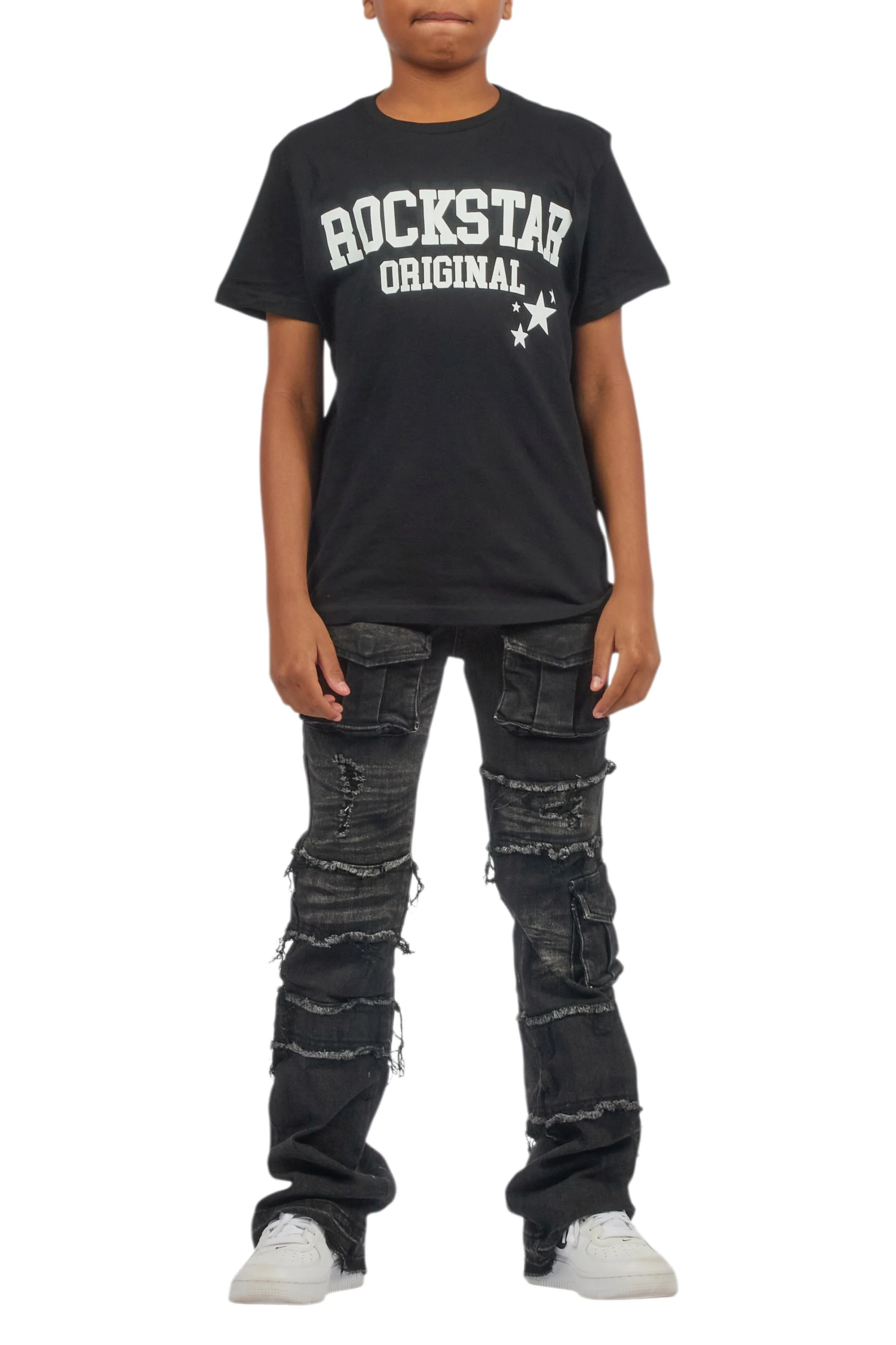 Boys Folant Black Slim Stacked Flare Jean - Image 10