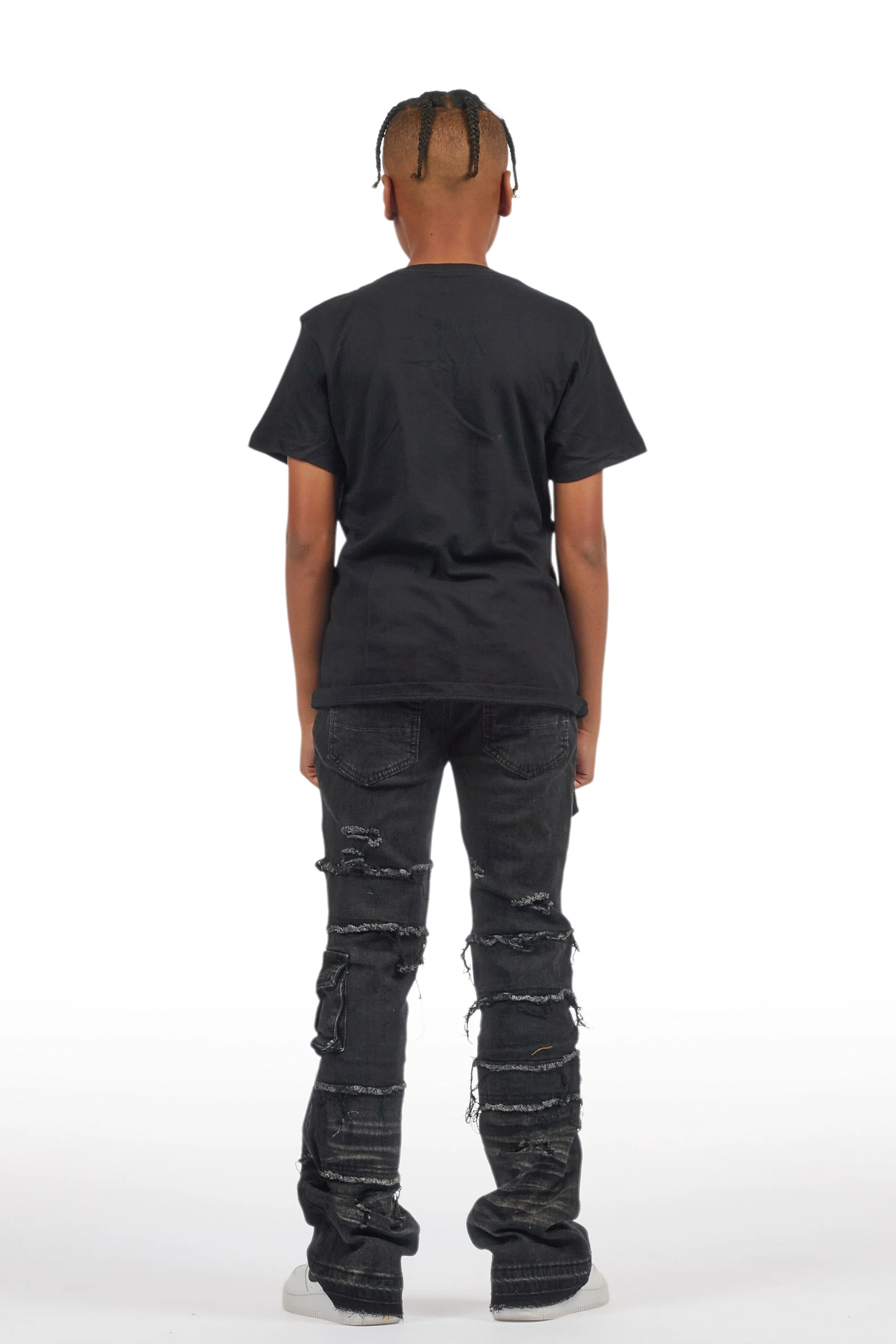 Boys Folant Black Slim Stacked Flare Jean - Image 5