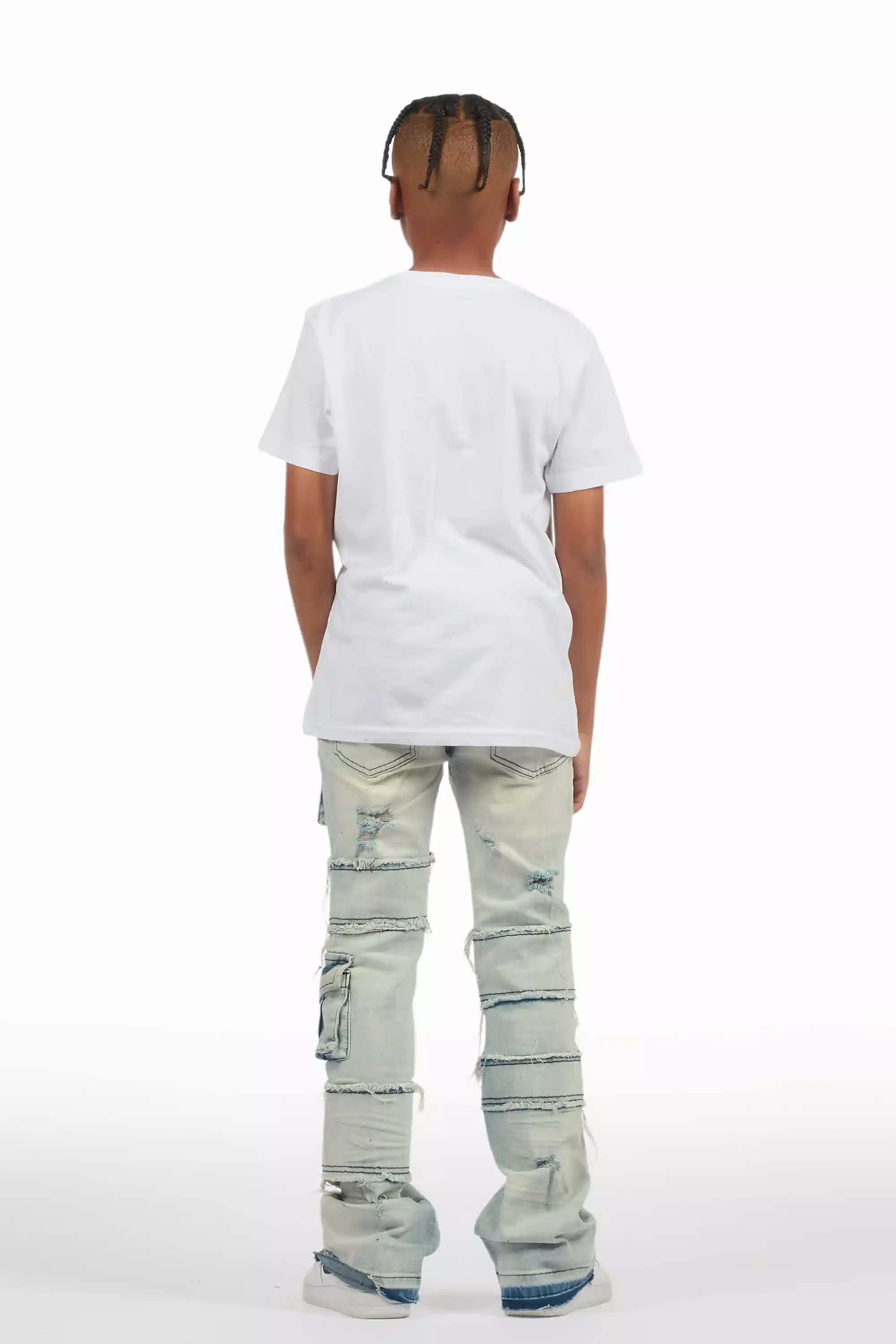 Boys Folant Light Blue Stacked Flare Jean - Image 5