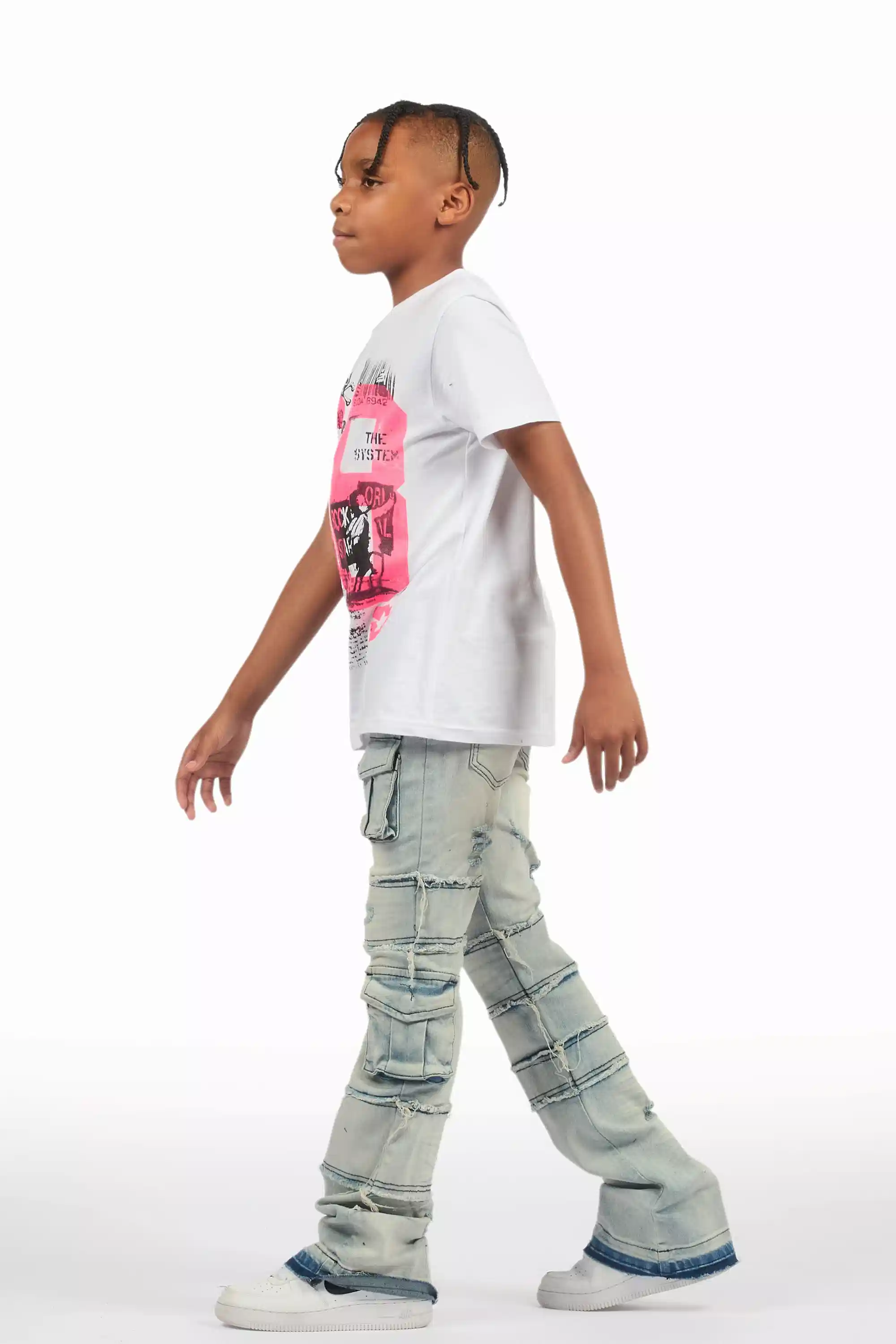 Boys Folant Light Blue Stacked Flare Jean - Image 6