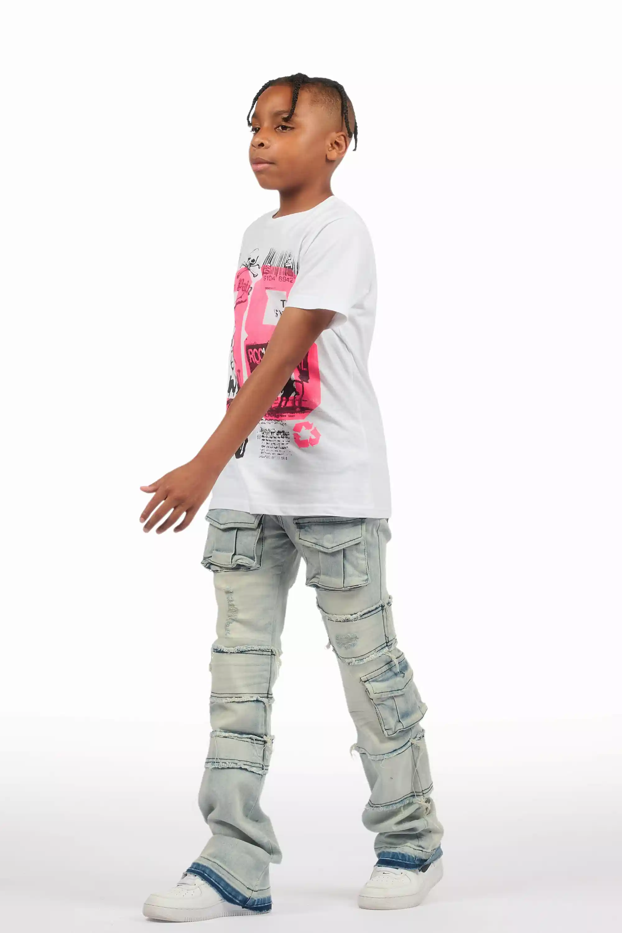 Boys Folant Light Blue Stacked Flare Jean - Image 7